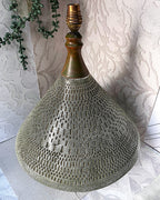 Lamps: Mid-Century Modern Incised Green Studio Pottery Table Lamp Base