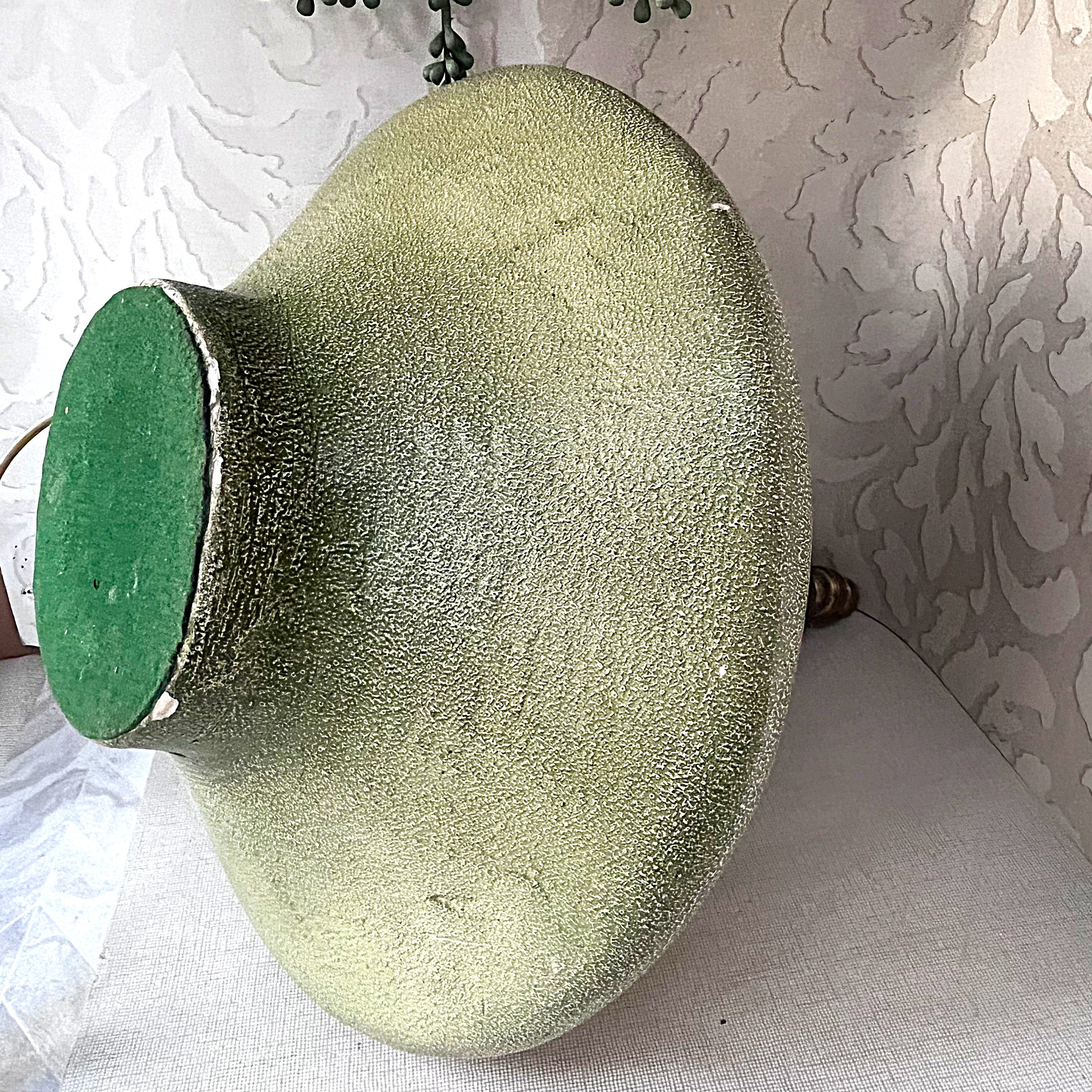 Lamps: Mid-Century Modern Incised Green Studio Pottery Table Lamp Base