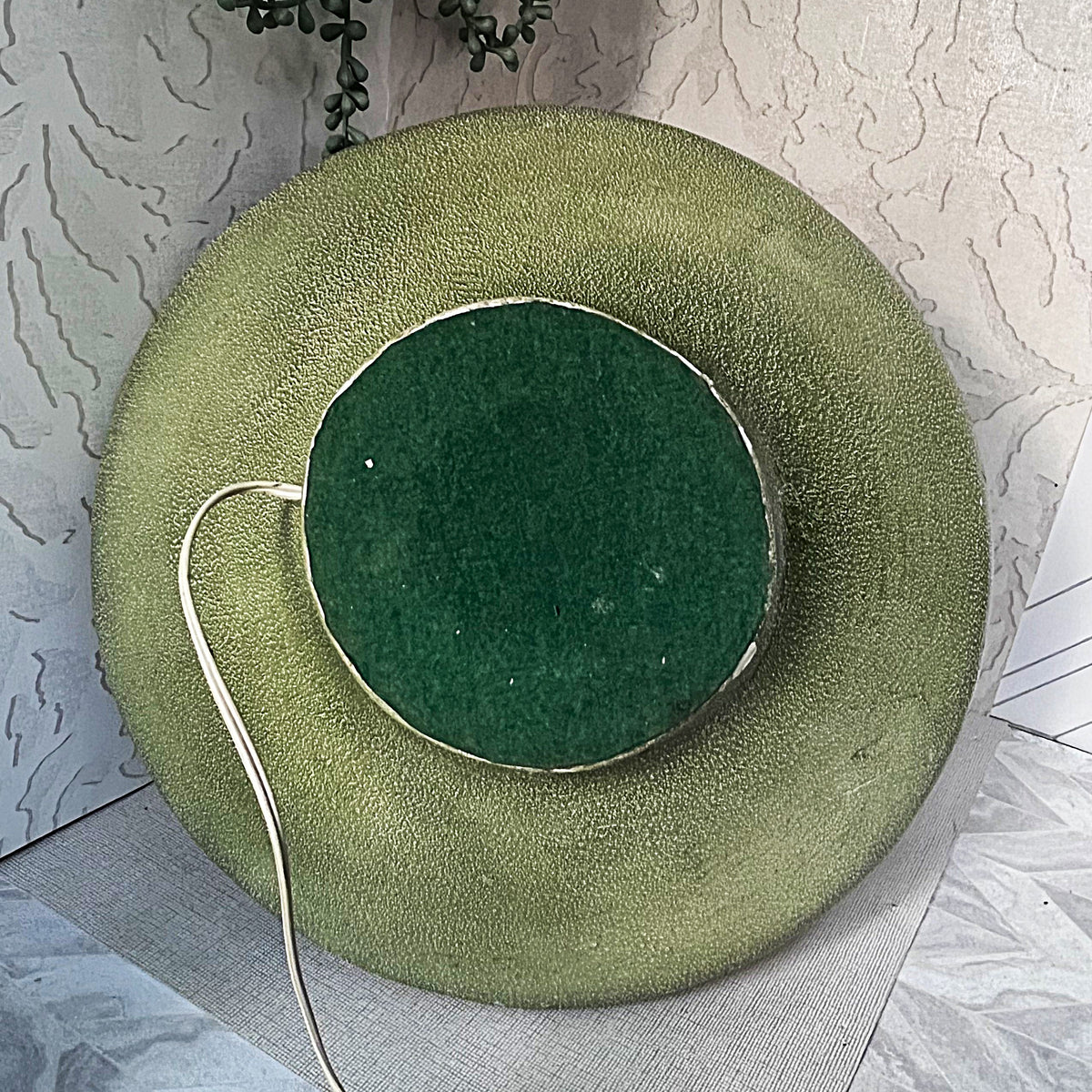 Lamps: Mid-Century Modern Incised Green Studio Pottery Table Lamp Base