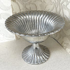 Aluminium Décor: Mid-Century Modern Fluted Cast Aluminium Pedestal Compote Bowl