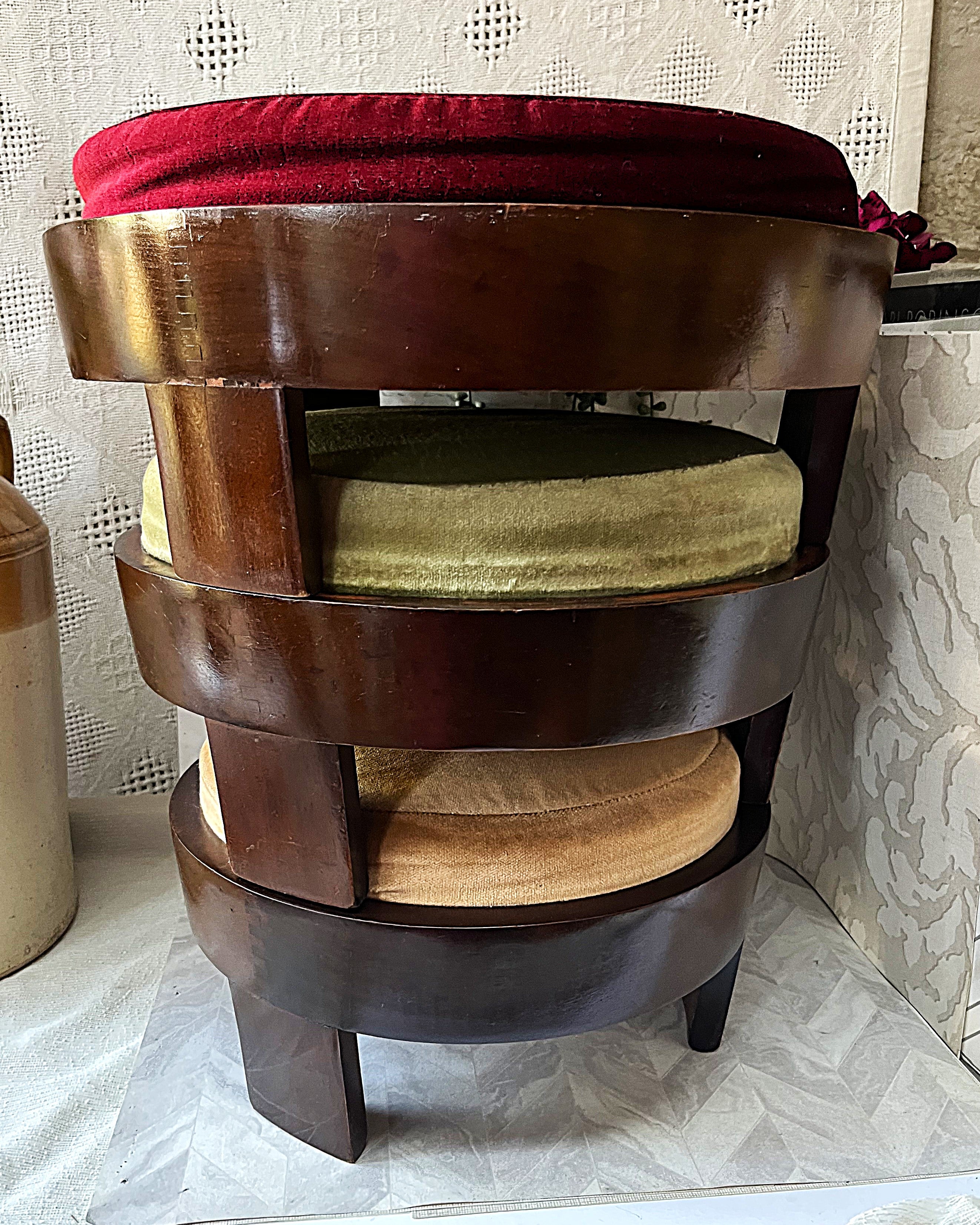 Accent Furniture: Mid-Century Mahogany Stacking Barrel Stool Set