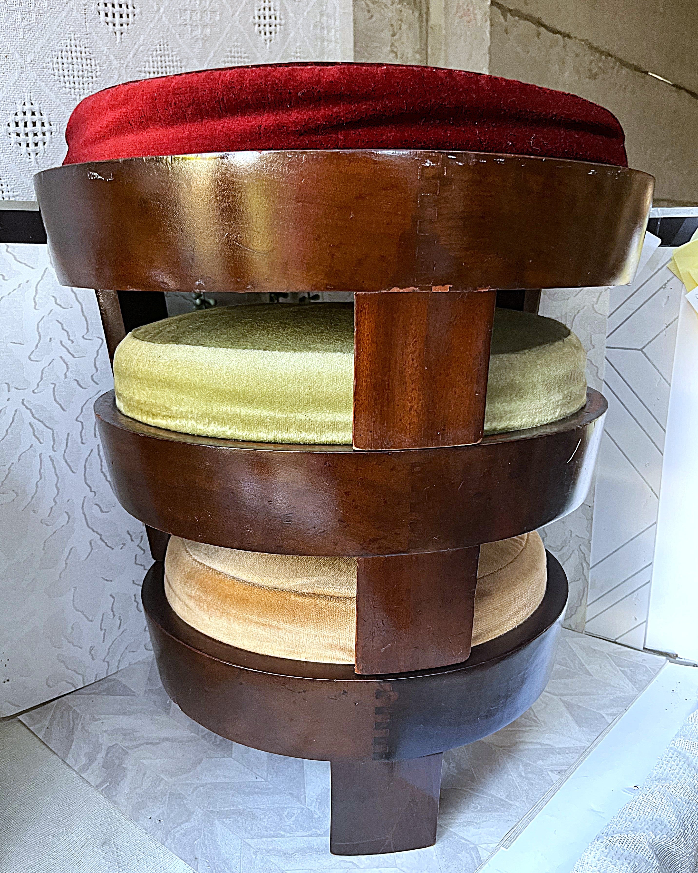 Accent Furniture: Mid-Century Mahogany Stacking Barrel Stool Set