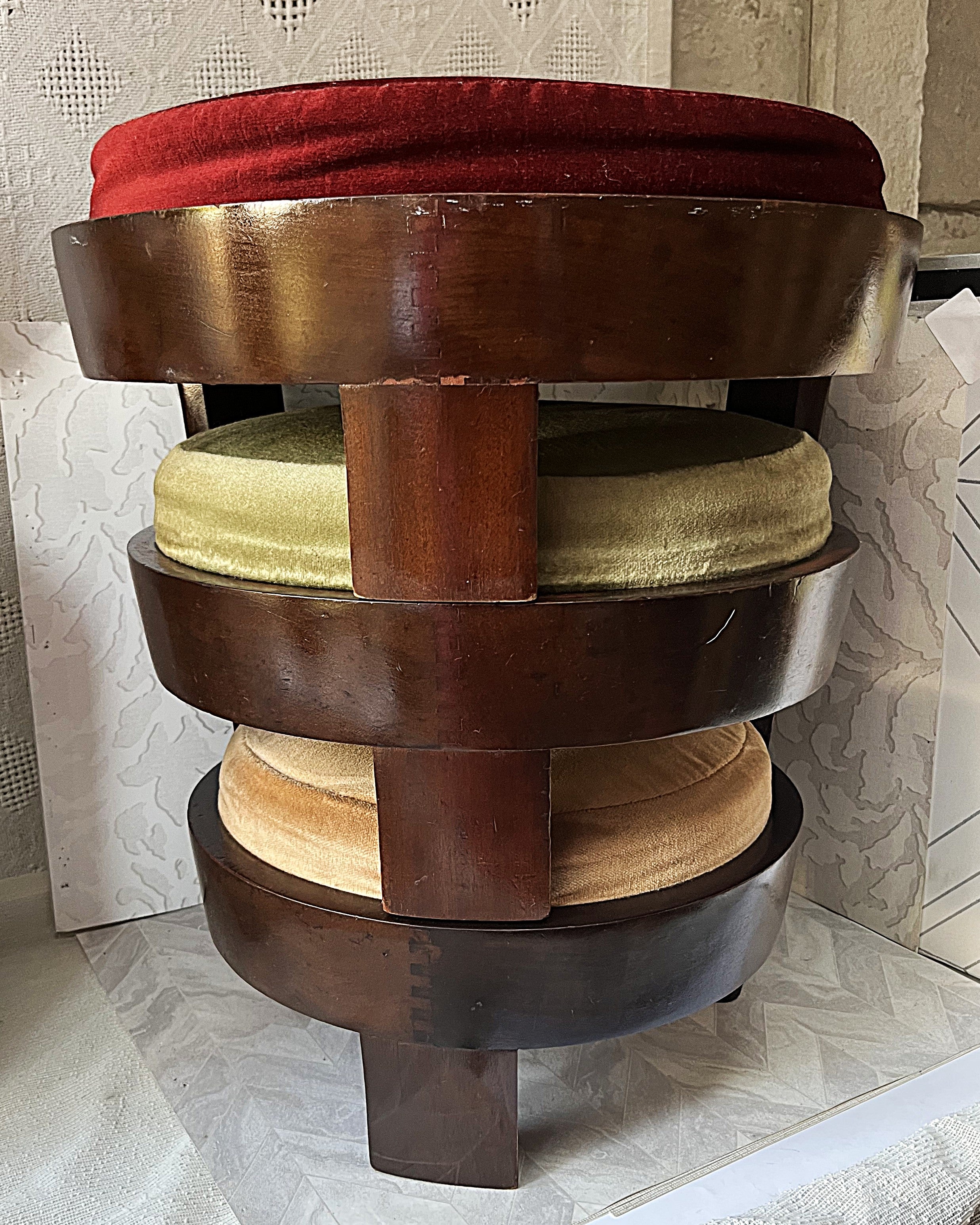 Accent Furniture: Mid-Century Mahogany Stacking Barrel Stool Set
