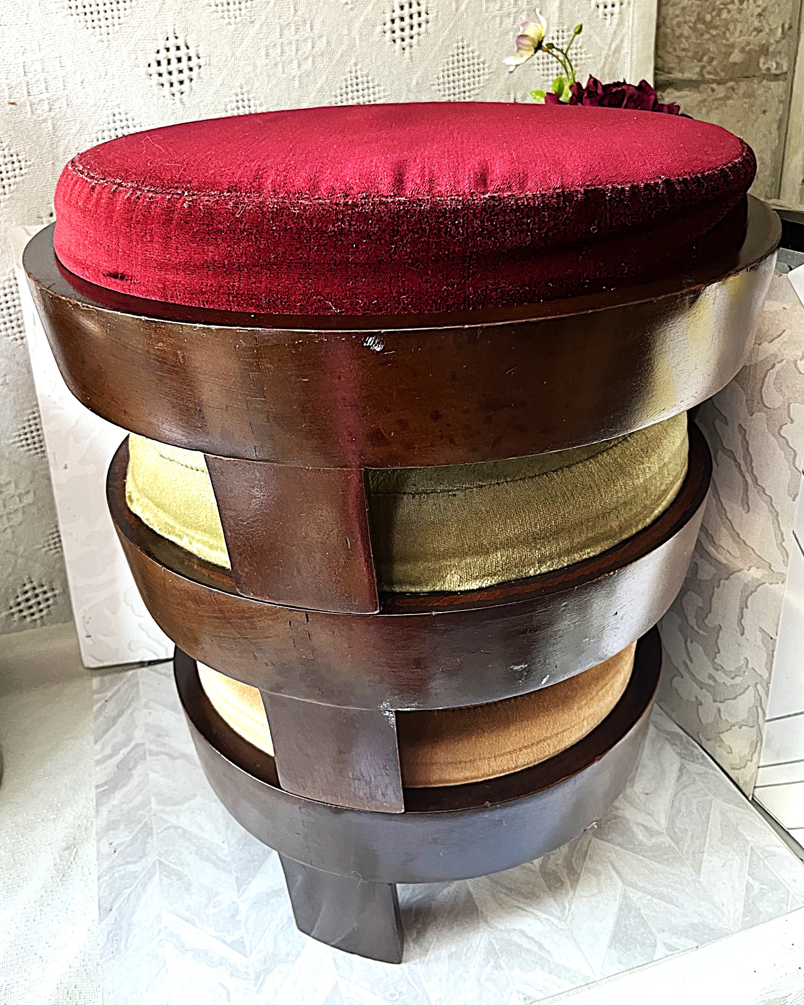 Accent Furniture: Mid-Century Mahogany Stacking Barrel Stool Set