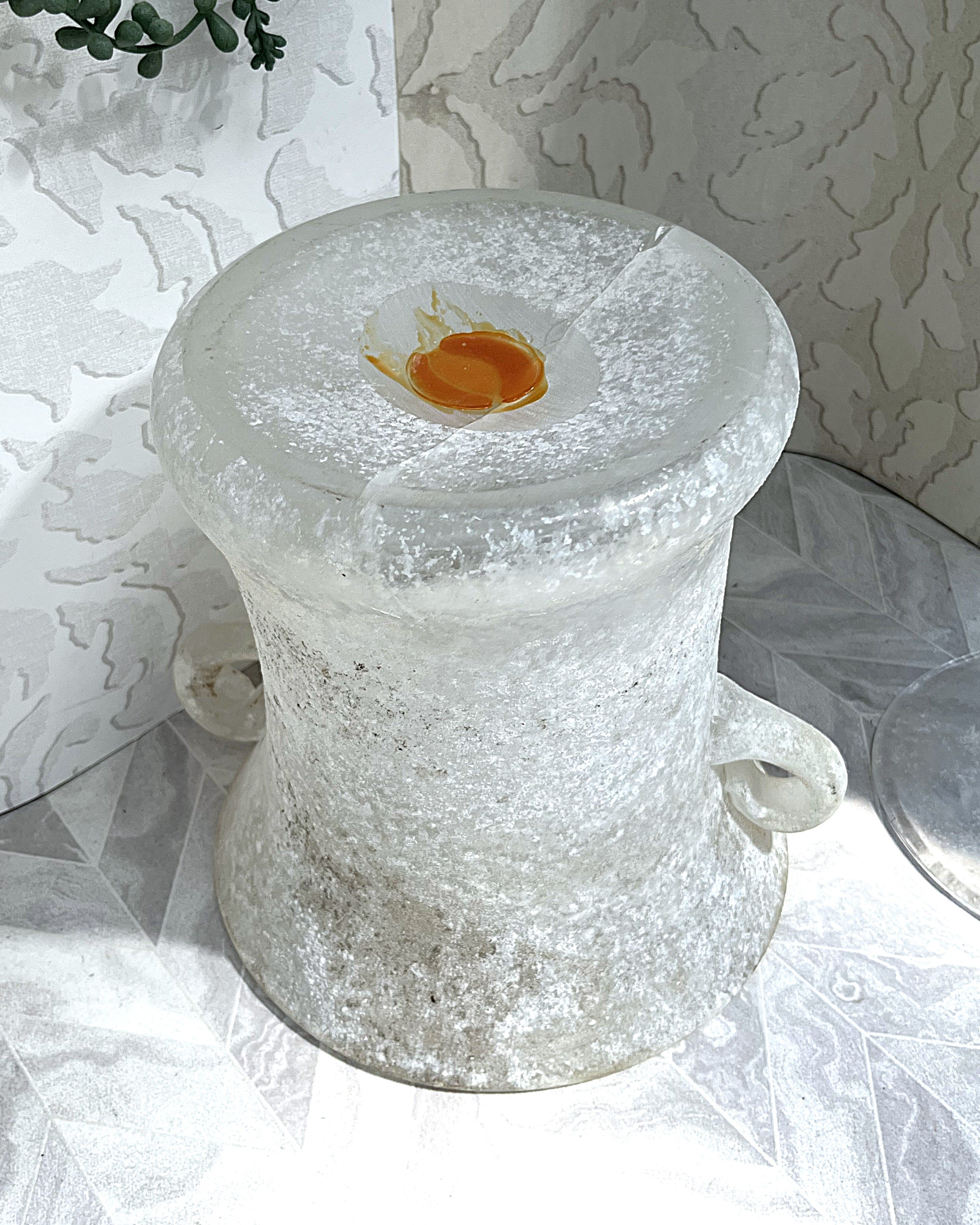 Decorative Art Glass: Rare Murano Mid-Century "Scavo" Lidded Glass Urn