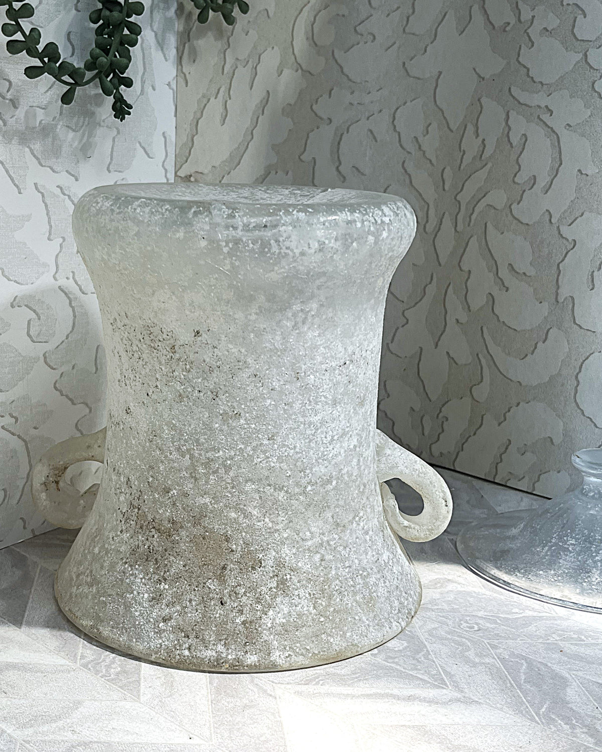 Decorative Art Glass: Rare Murano Mid-Century "Scavo" Lidded Glass Urn