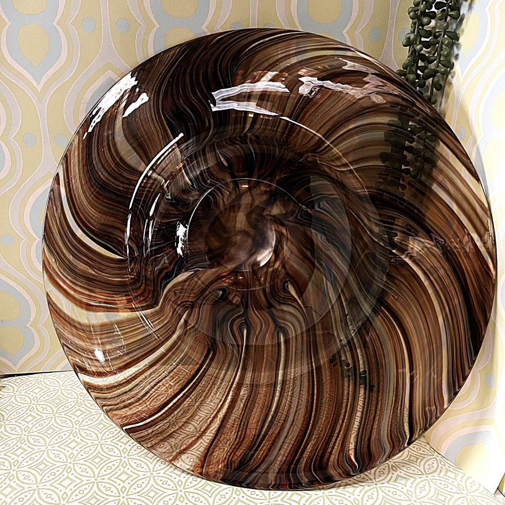 Decorative Art Glass: Murano Gold Aventurine Glass Charger