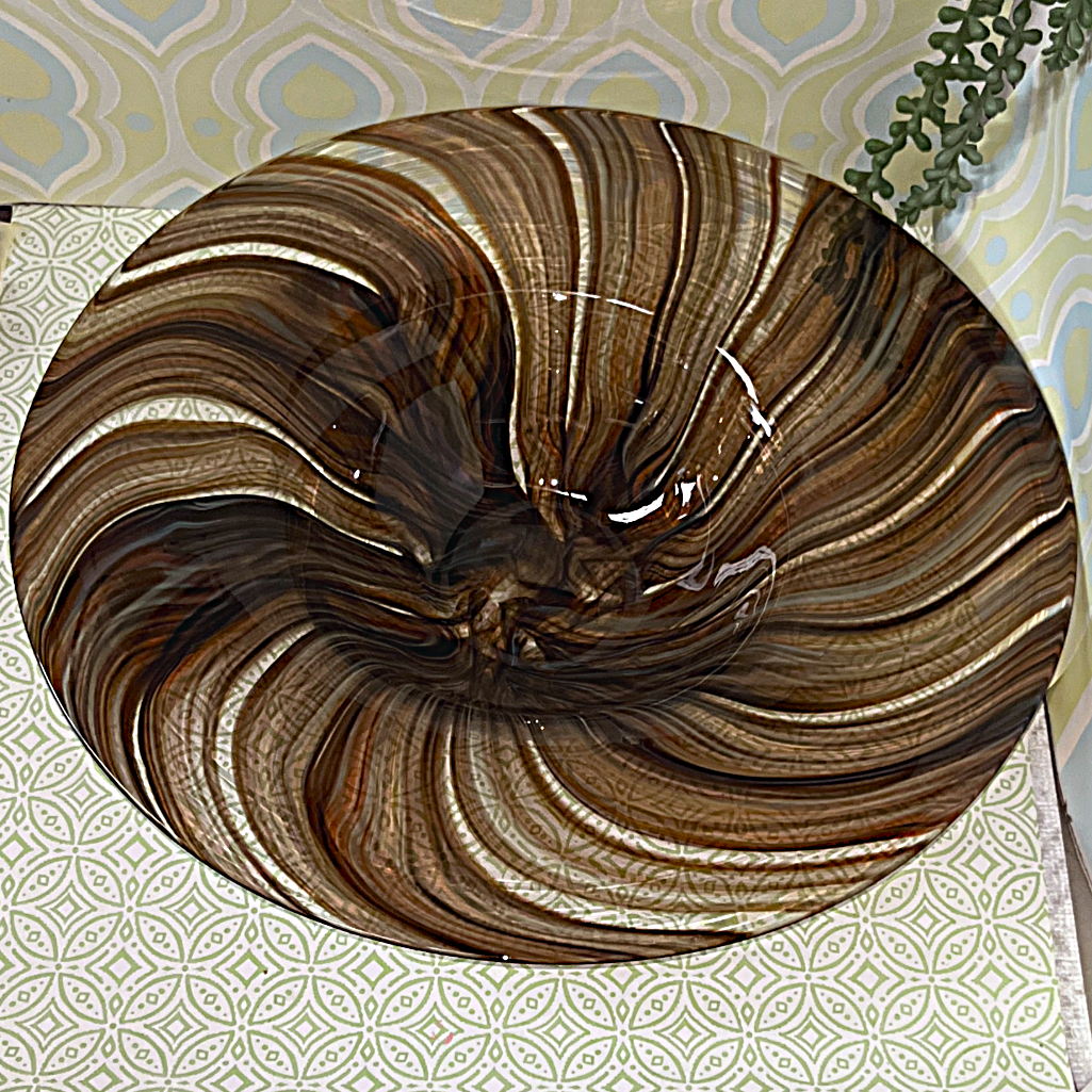 Italian: Murano Gold Aventurine Glass Charger