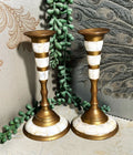 Candleholders: Brass and Mother of Pearl Candlesticks