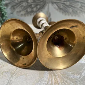 Candleholders: Brass and Mother of Pearl Candlesticks