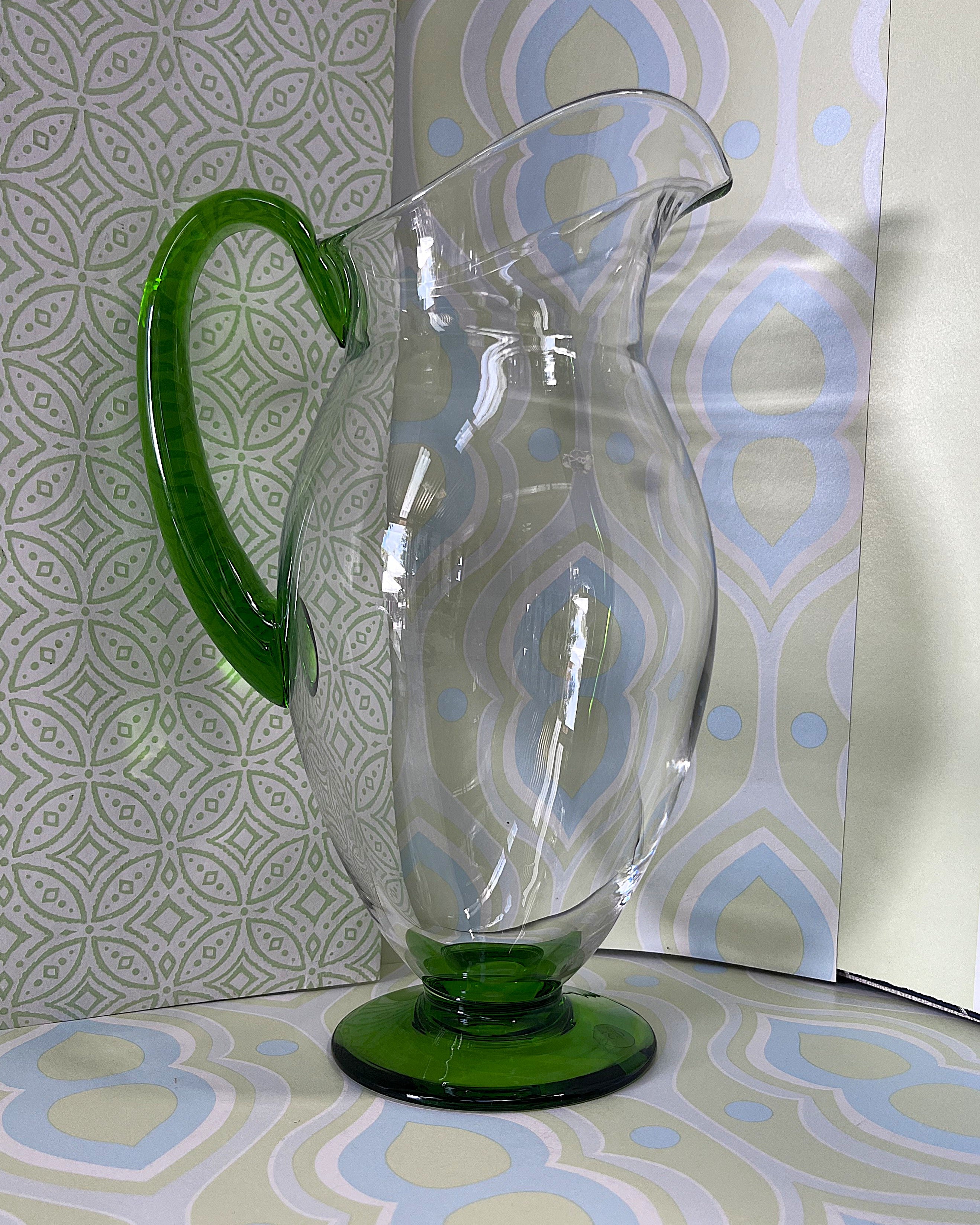 Glass Pitcher: Art Deco Pitcher, Italian Glass