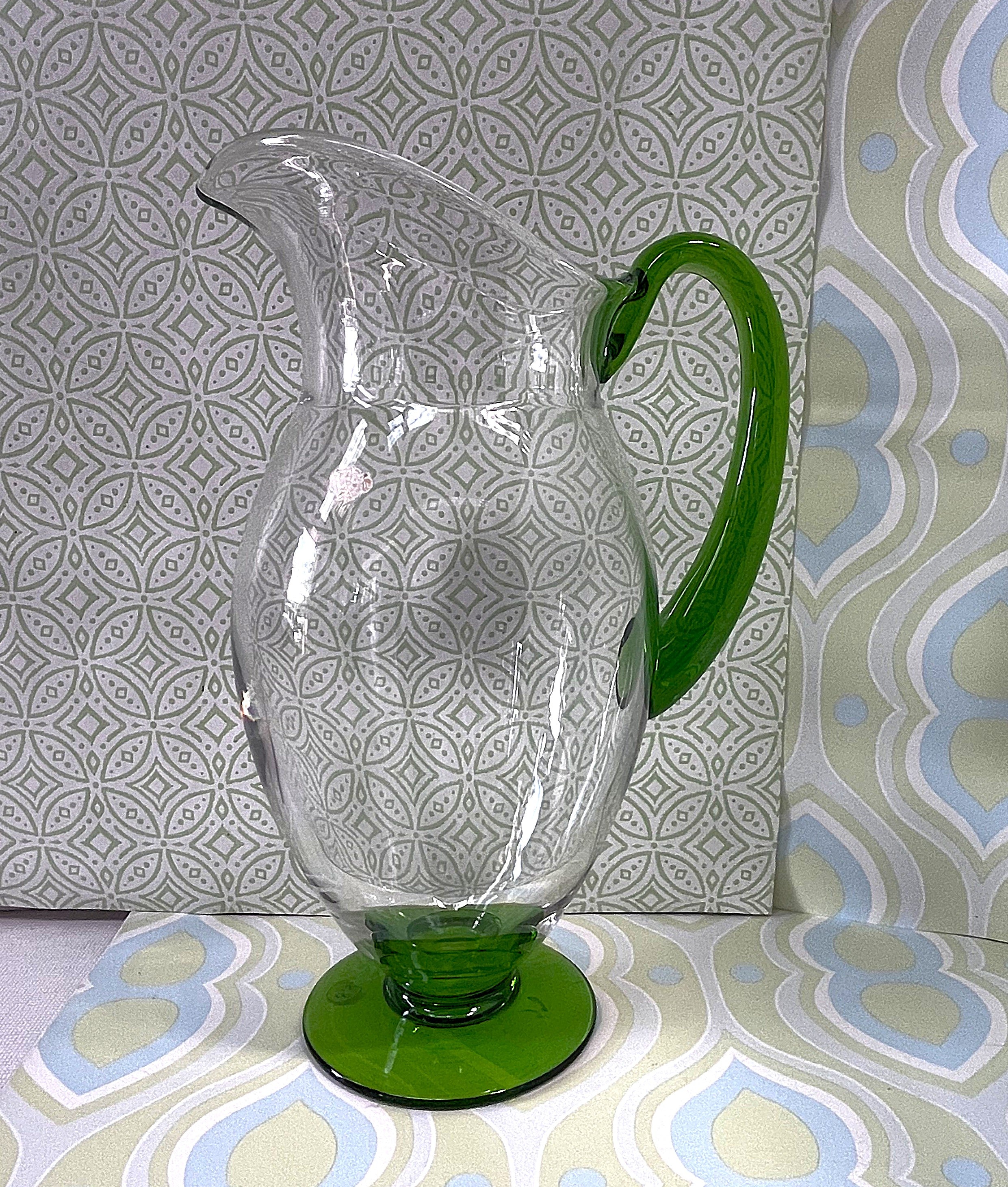 Glass Pitcher: Art Deco Pitcher, Italian Glass