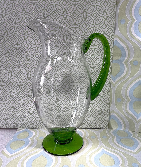Glass Pitcher: Art Deco Pitcher, Italian Glass