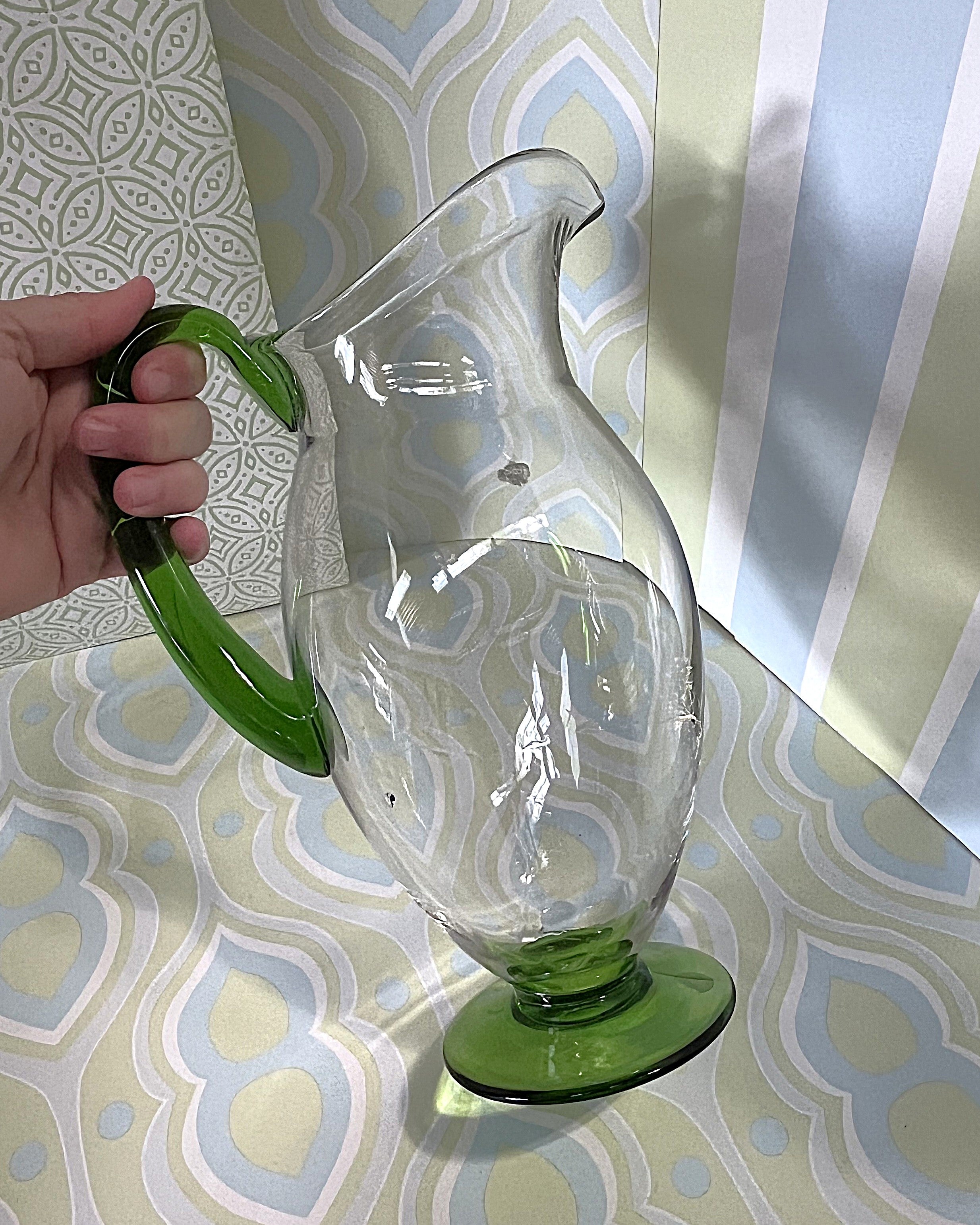 Glass Pitcher: Art Deco Pitcher, Italian Glass