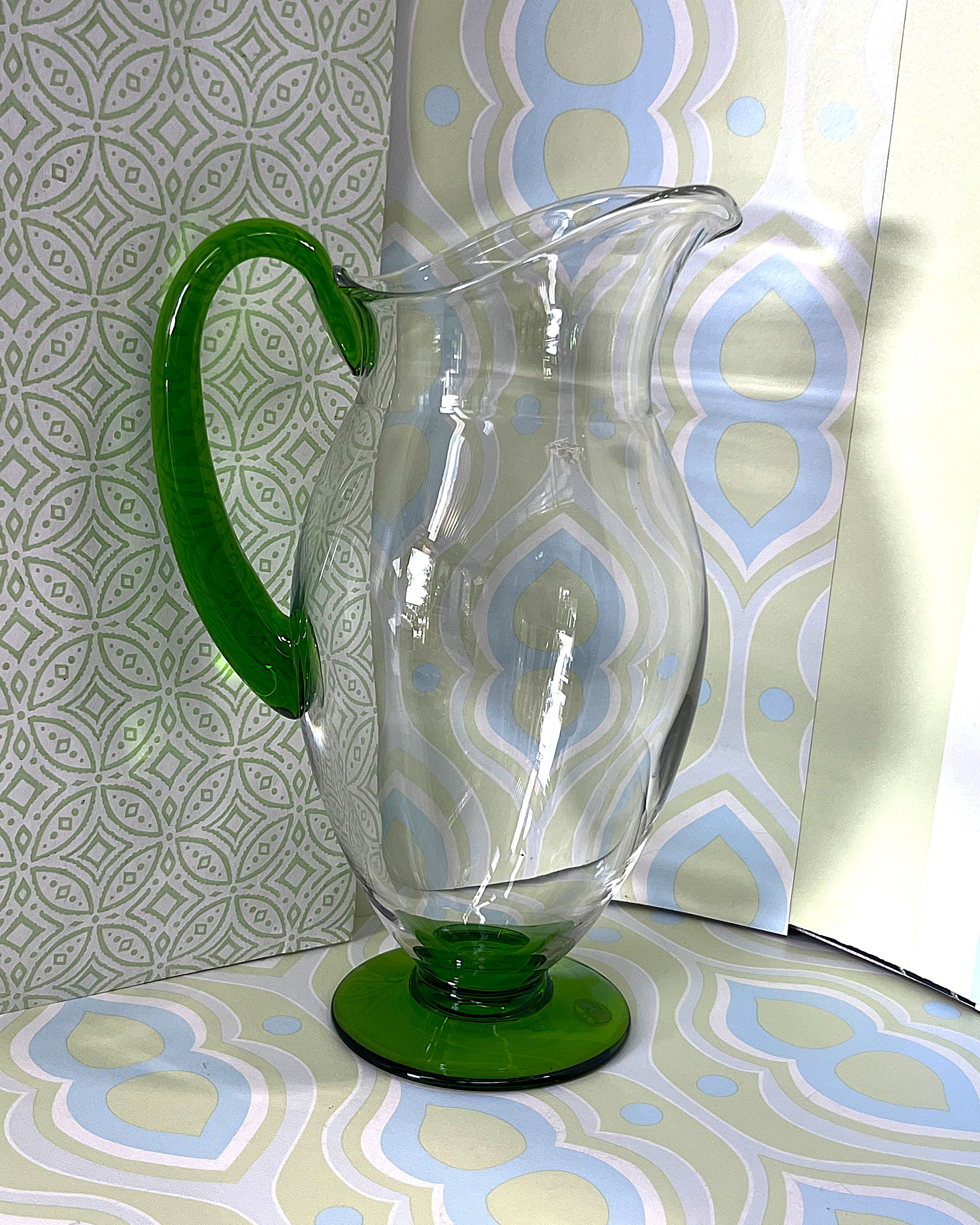 Glass Pitcher: Art Deco Pitcher, Italian Glass