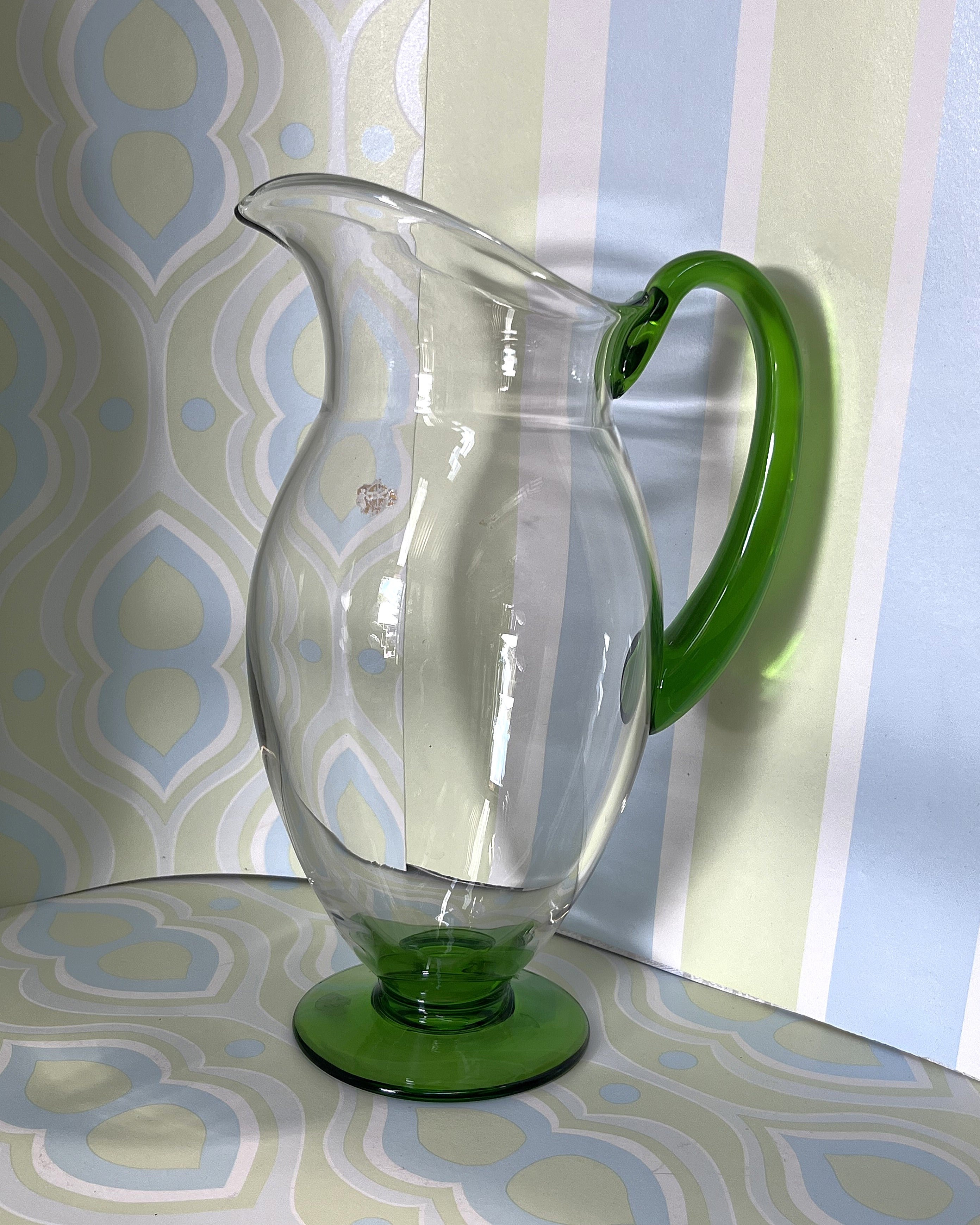 Glass Pitcher: Art Deco Pitcher, Italian Glass