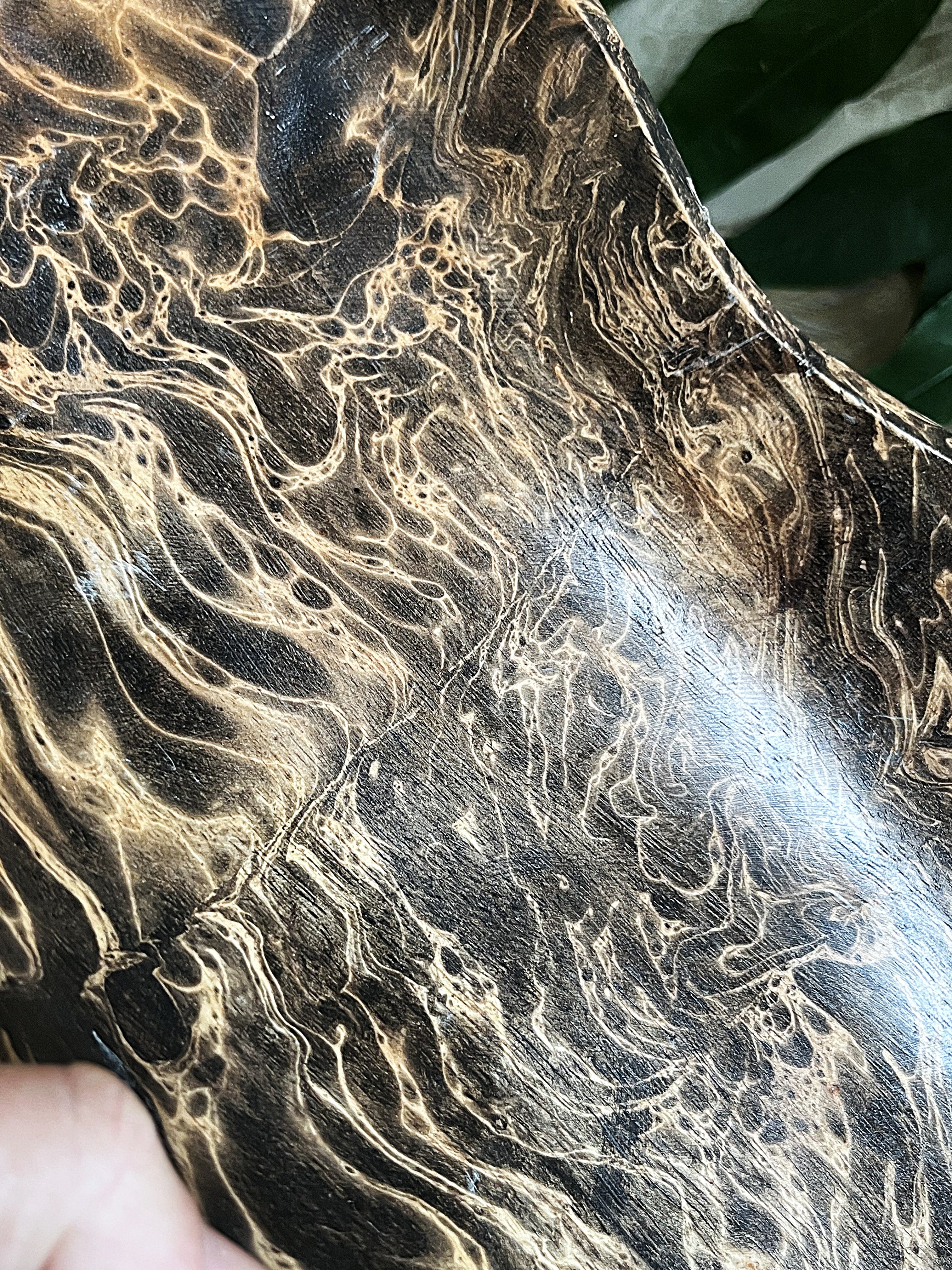 Carved Wood: Marbled Olive Burl Wood Bowl