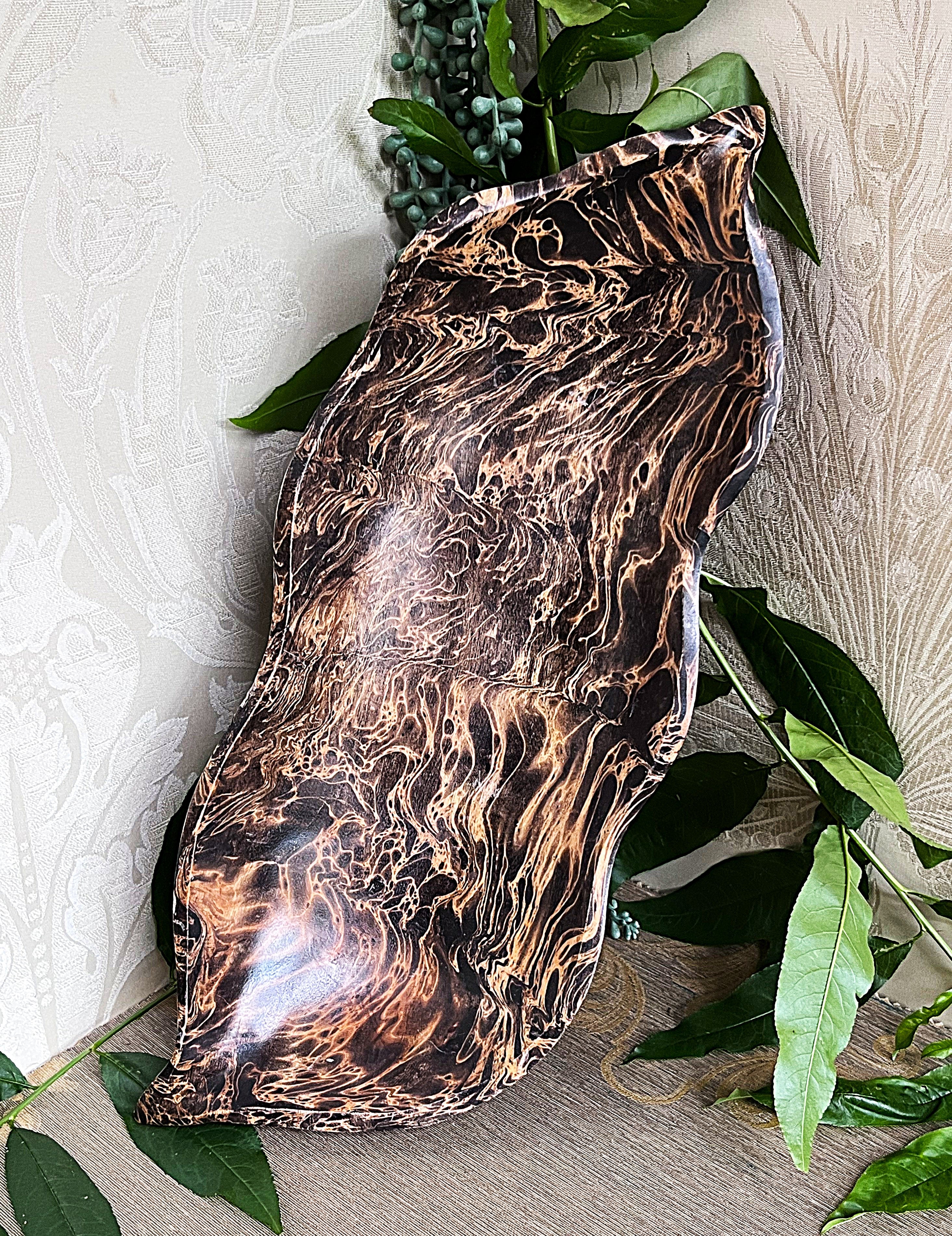 Carved Wood: Marbled Olive Burl Wood Bowl