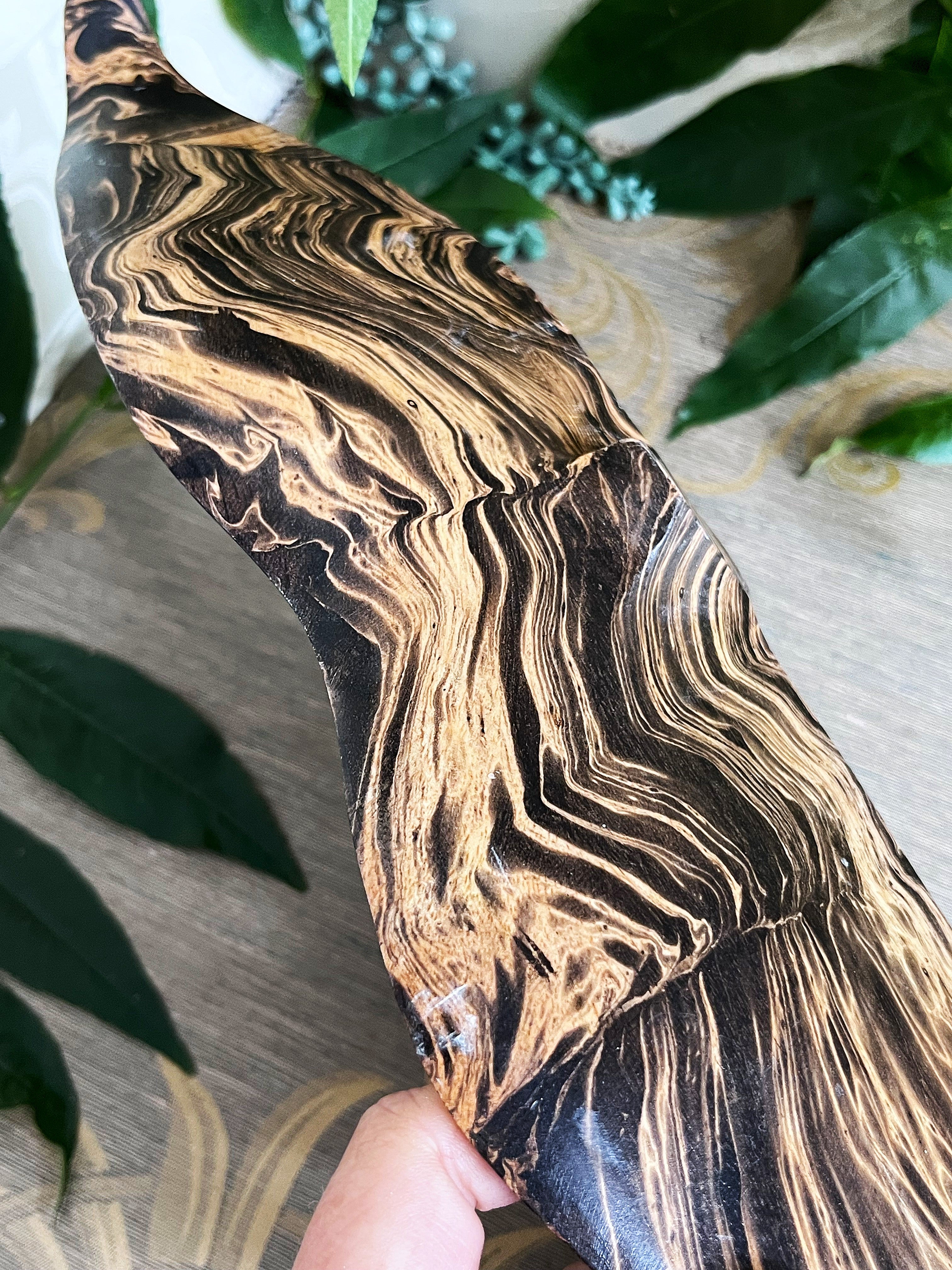 Carved Wood: Marbled Olive Burl Wood Bowl