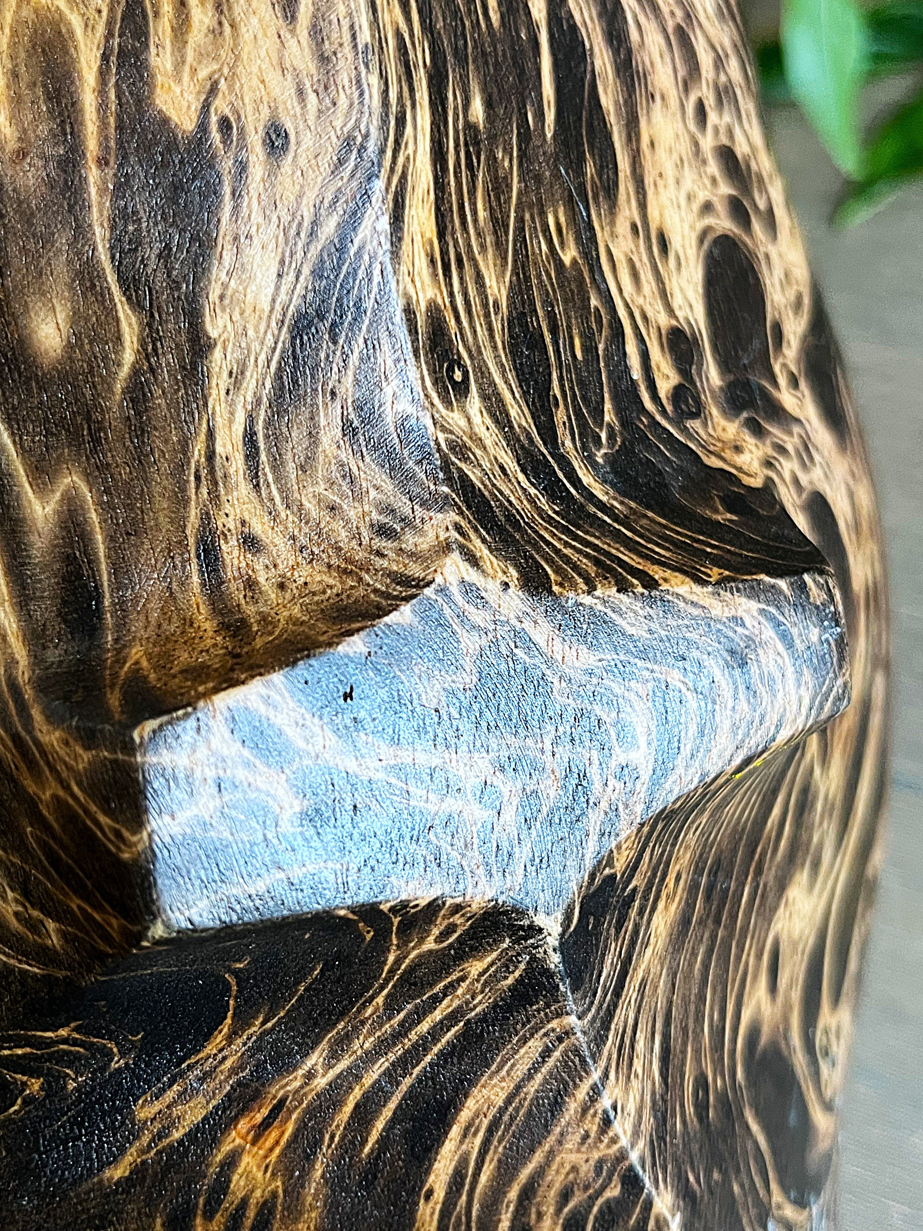 Carved Wood: Marbled Olive Burl Wood Bowl