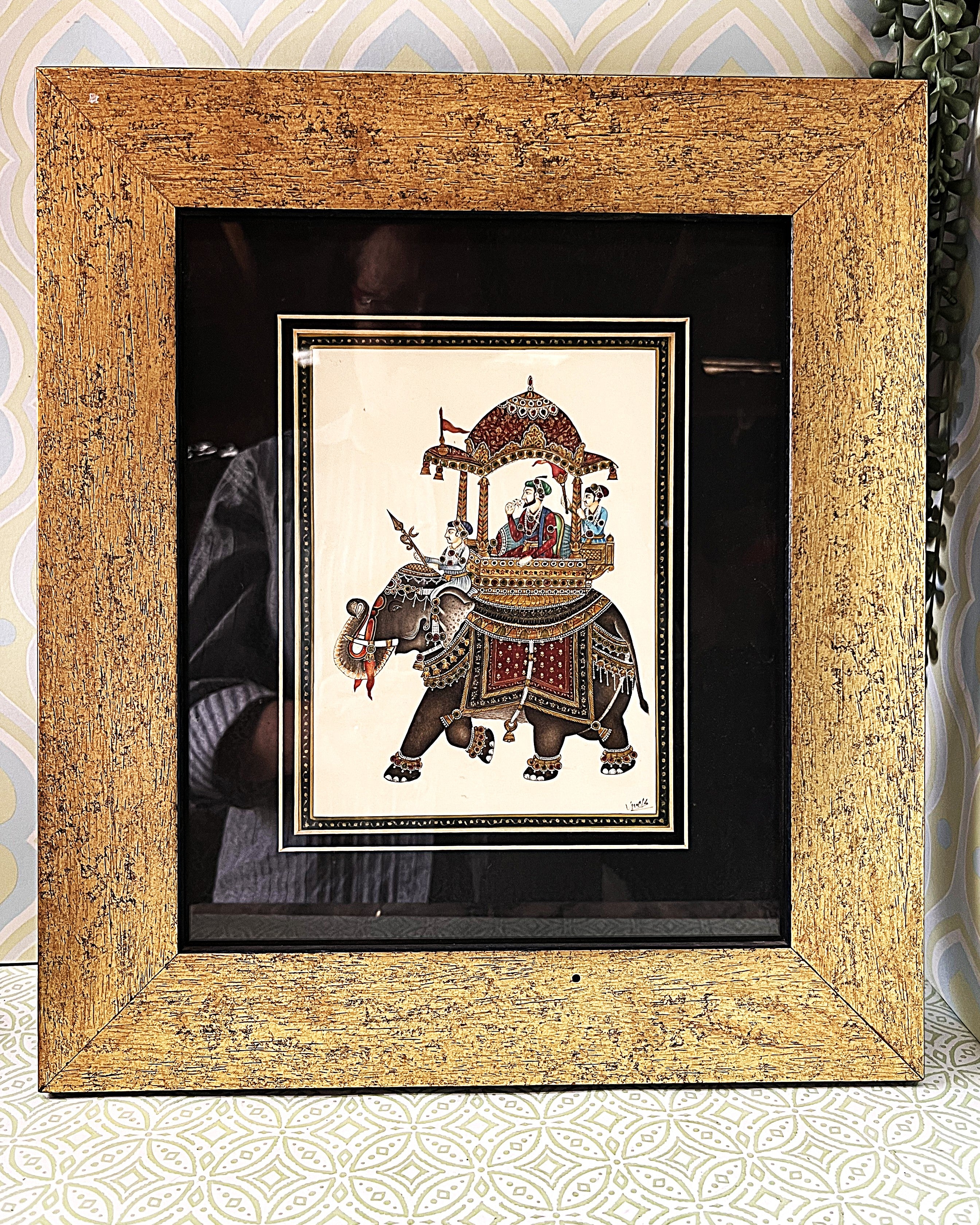 Wall Art: Rajasthani Elephant Miniatures, Pair