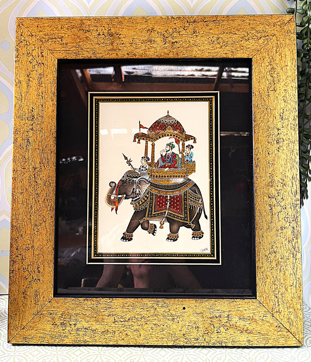 Indian Miniatures: Rajasthani Elephant Miniatures, Pair
