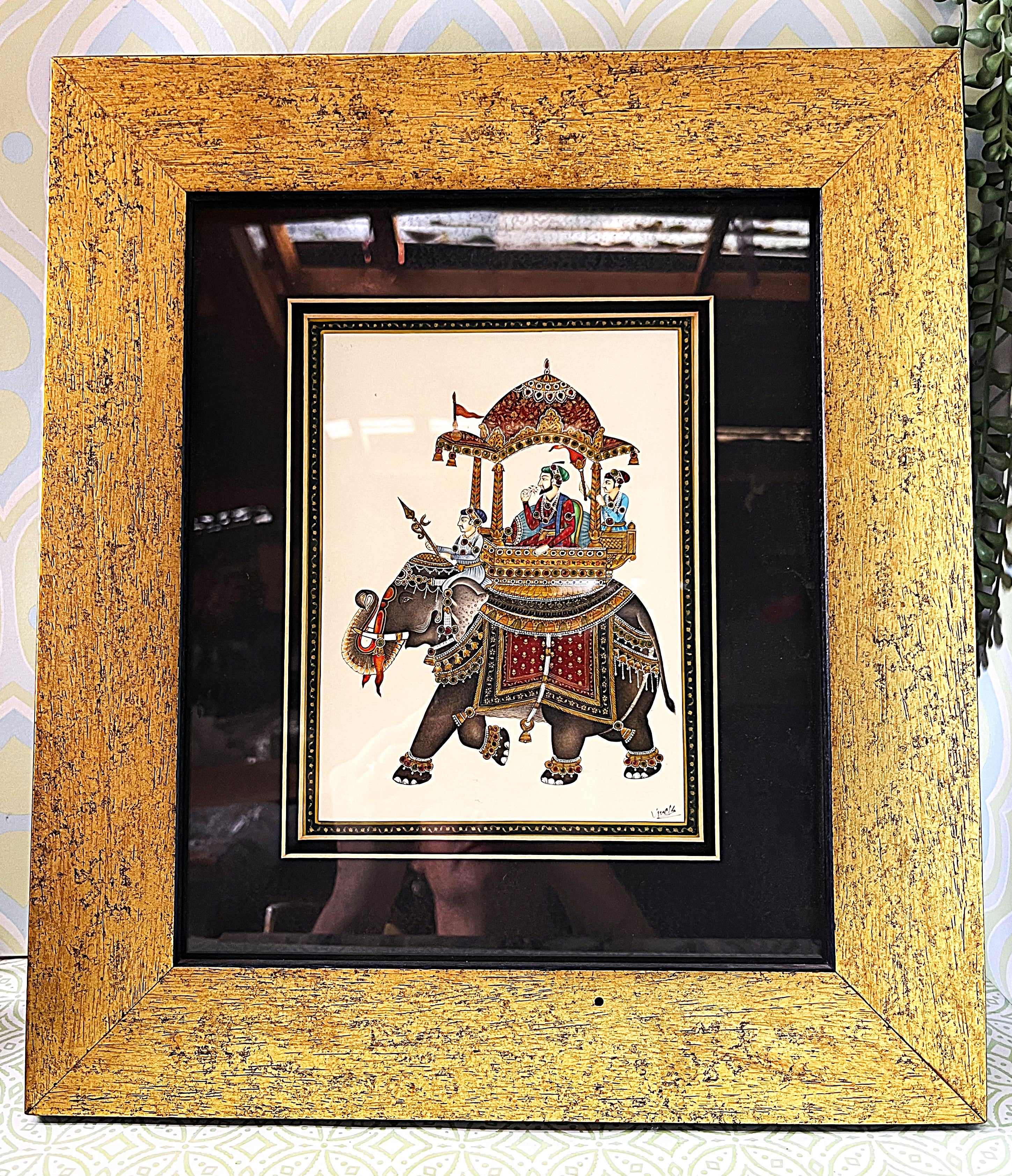 Wall Art: Rajasthani Elephant Miniatures, Pair