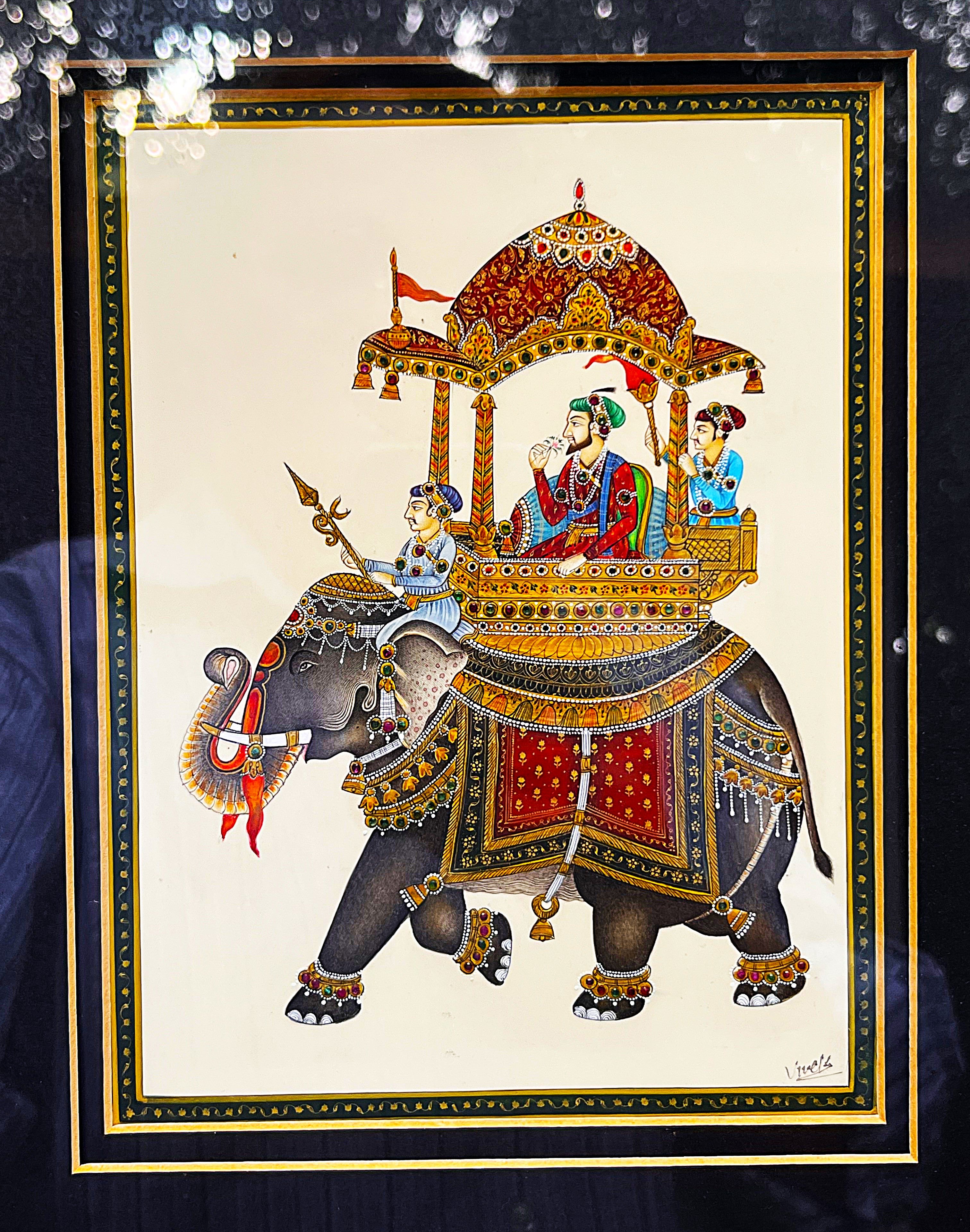 Wall Art: Rajasthani Elephant Miniatures, Pair