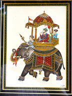 Indian Miniatures: Rajasthani Elephant Miniatures, Pair
