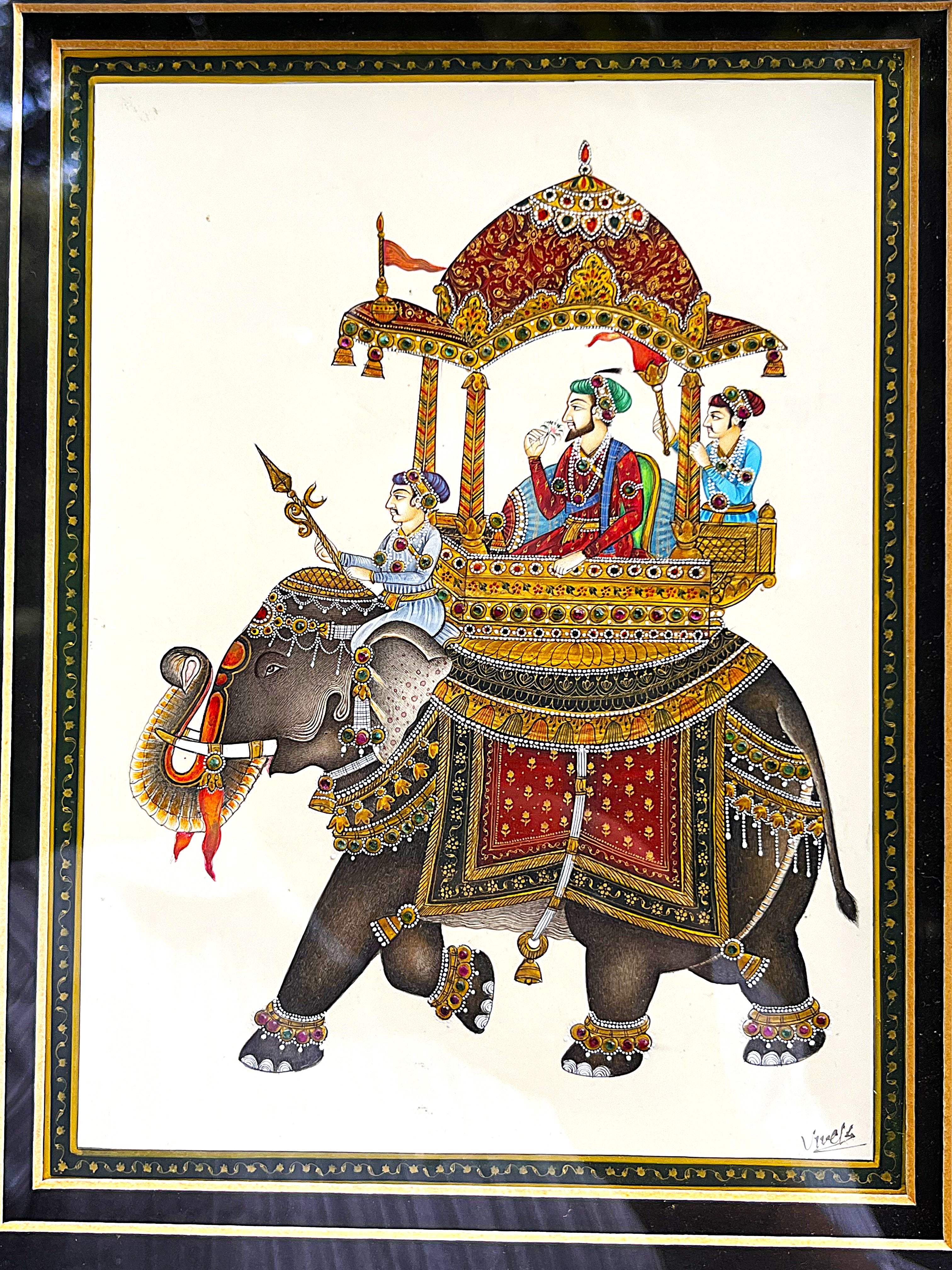 Wall Art: Rajasthani Elephant Miniatures, Pair