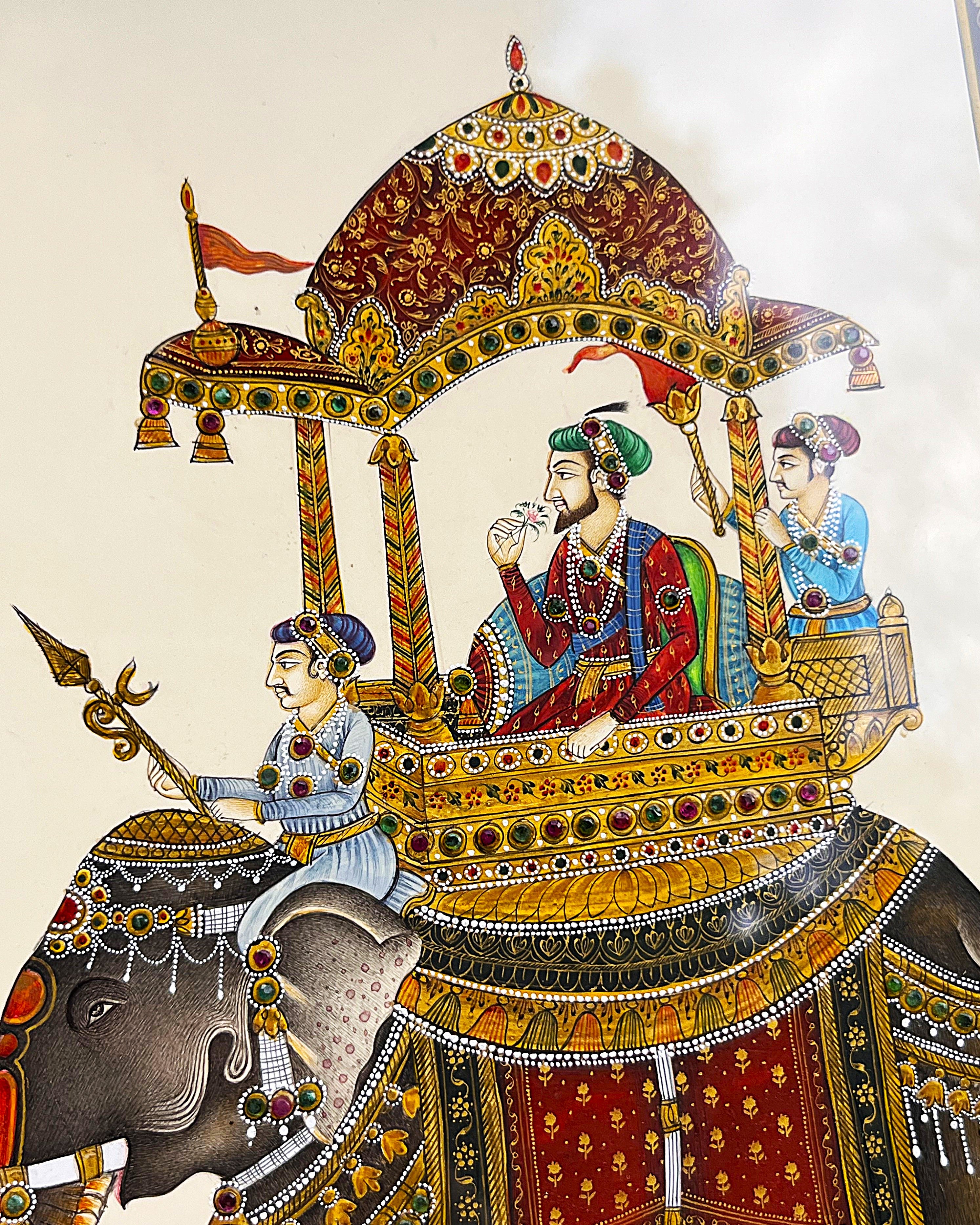 Wall Art: Rajasthani Elephant Miniatures, Pair