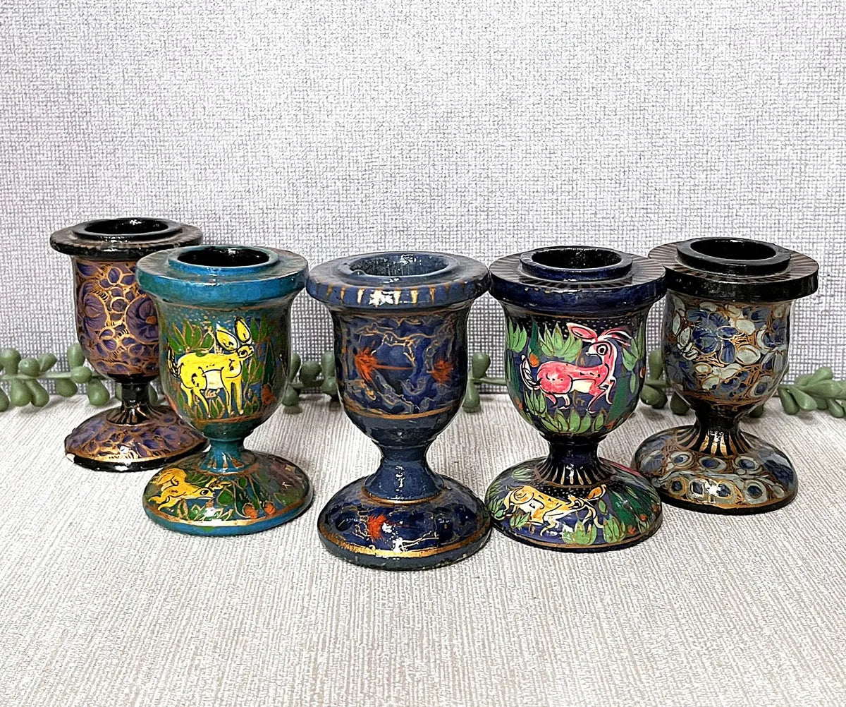 Candleholders: Kashmiri Papier-Mâché, 5