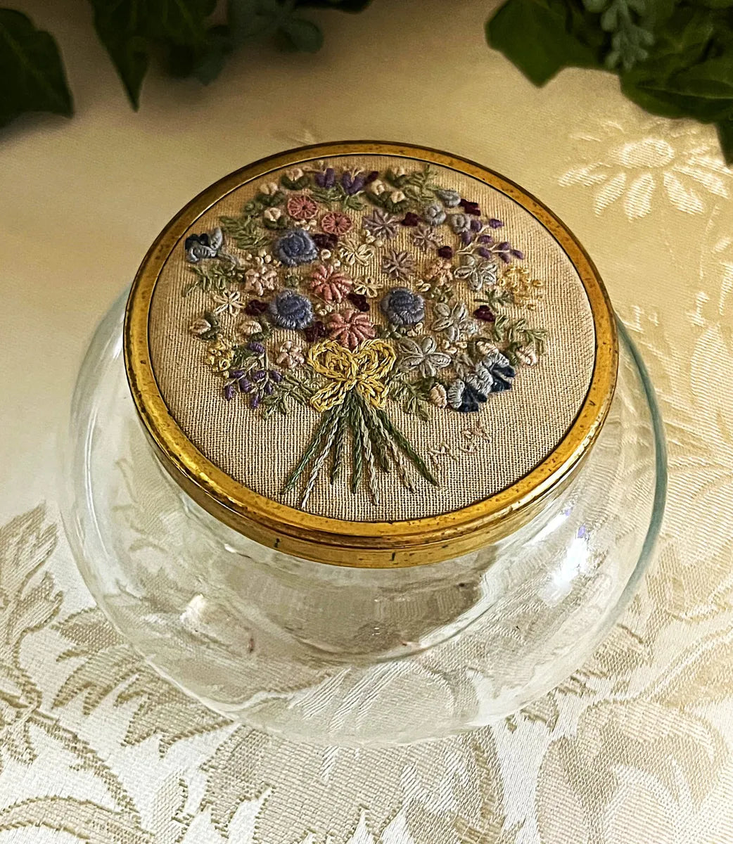 Vanity Jar: Petit Point Vanity Jar