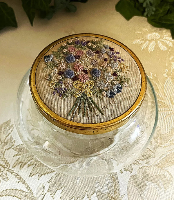 Vanity Jar: Petit Point Vanity Jar