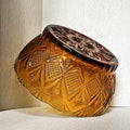 Coloured Glass: KIG Amber Glass Salad Bowl, Fan & Stars