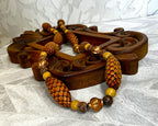 Jewellery: Balinese Hand-Carved Pinecone-Scale Botanical Seed Pod & Turned Wood Eco-Chic Statement Strand