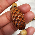 Jewellery: Balinese Hand-Carved Pinecone-Scale Botanical Seed Pod & Turned Wood Eco-Chic Statement Strand