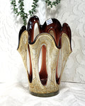 Decorative Art Glass: Mid-Century Makora Krosno Hand-Blown Amber Art Glass Vase