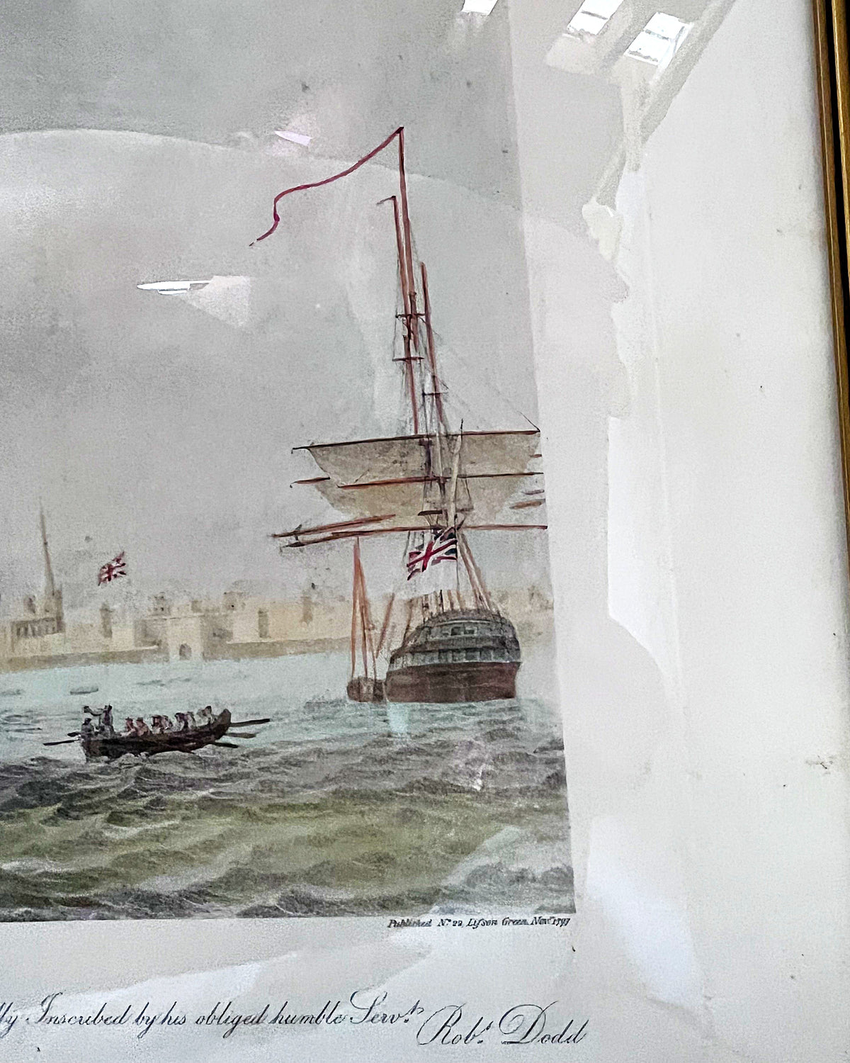 Limited Edition Prints: Antique 1797 Robert Dodd Hand-Coloured Maritime Aquatint Engraving