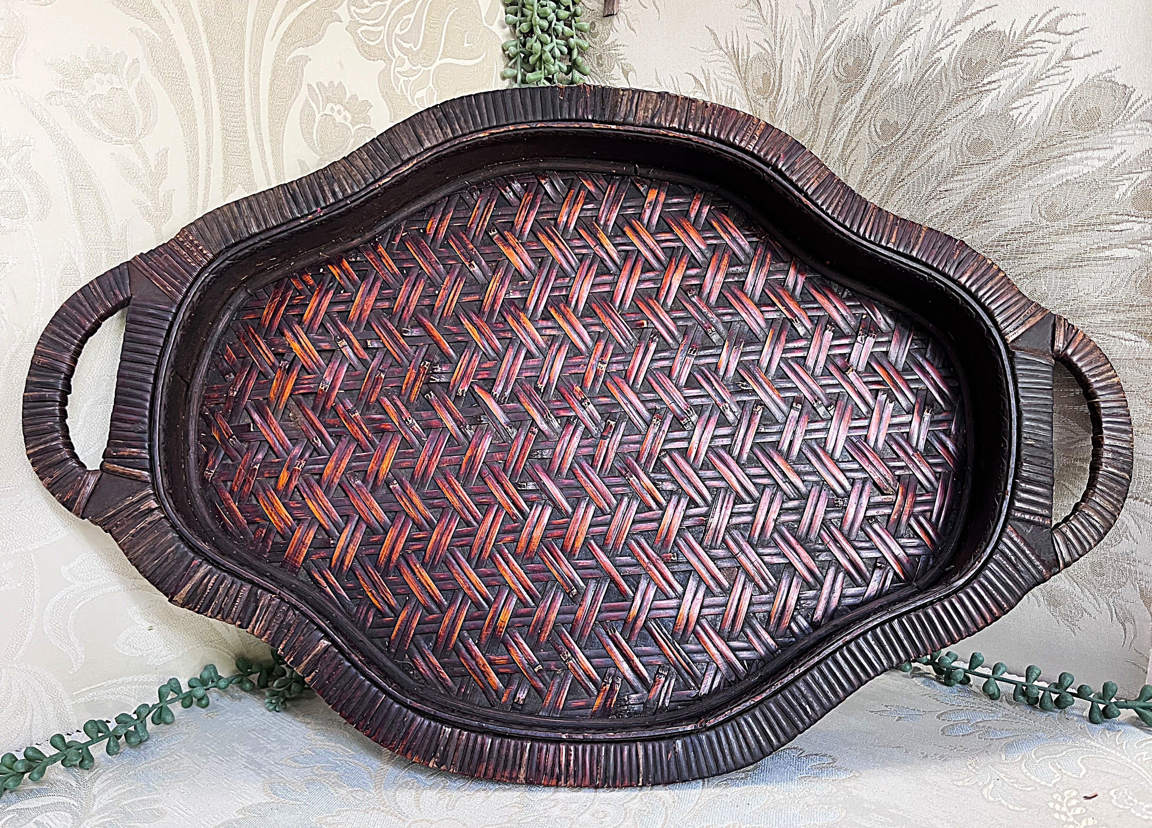 Trays: Japanese Rantai Shikki Bamboo Urushi Lacquer Tray