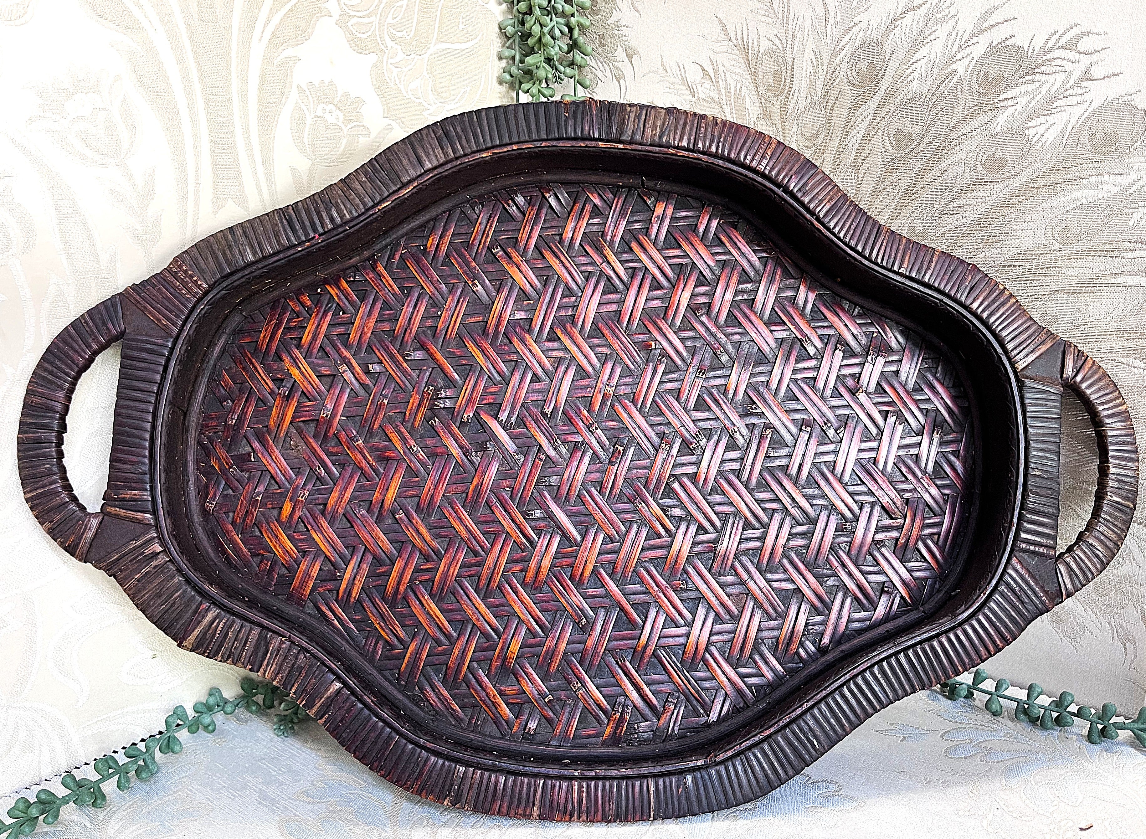 Trays: Japanese Rantai Shikki Bamboo Urushi Lacquer Tray
