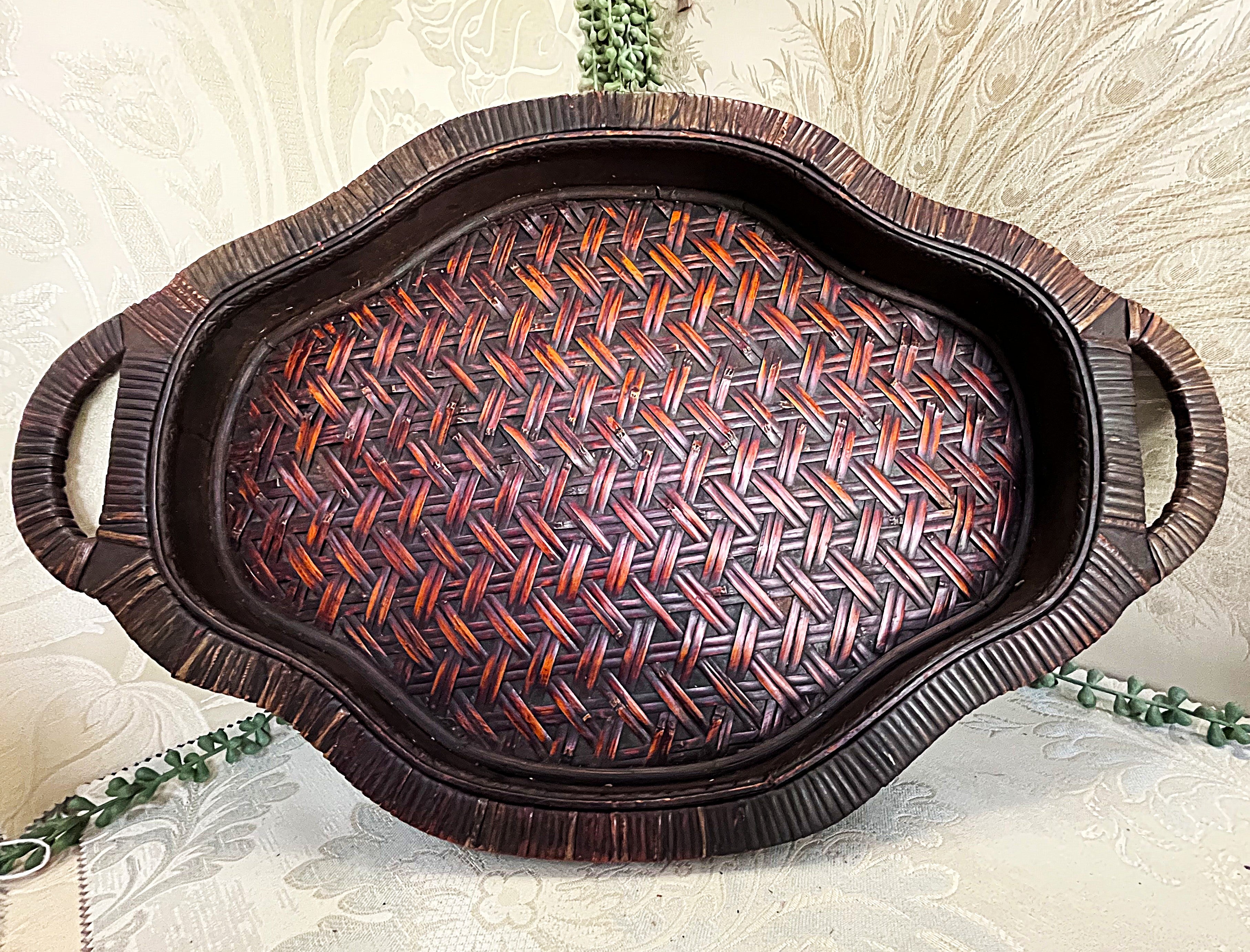 Trays: Japanese Rantai Shikki Bamboo Urushi Lacquer Tray