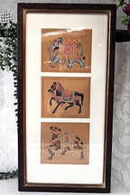 Indian Miniatures: Regal Royal Animal Procession Triptych