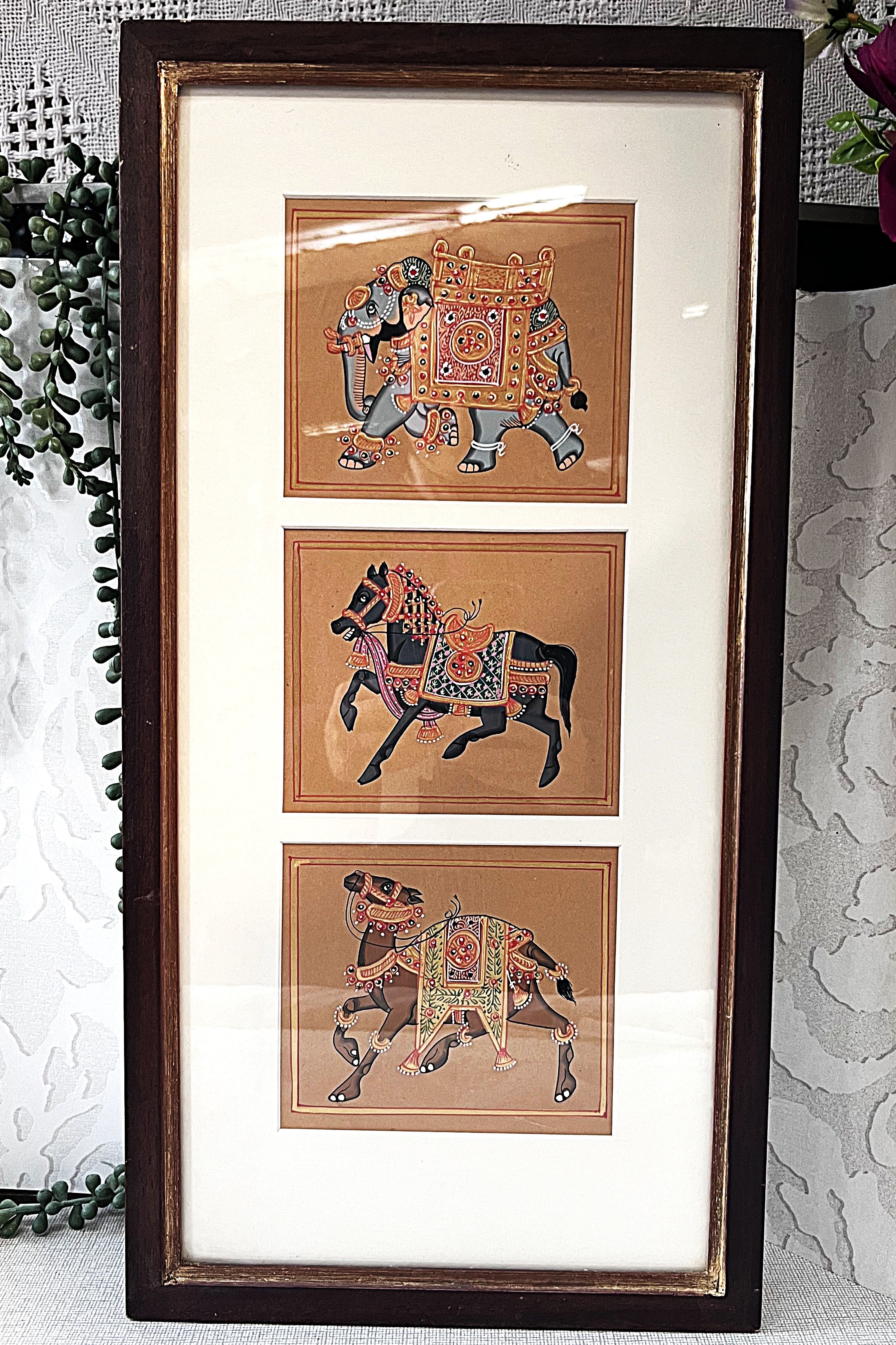 Wall Art: Traditional Indian Miniature featuring the "Regal Royal Animal Procession"