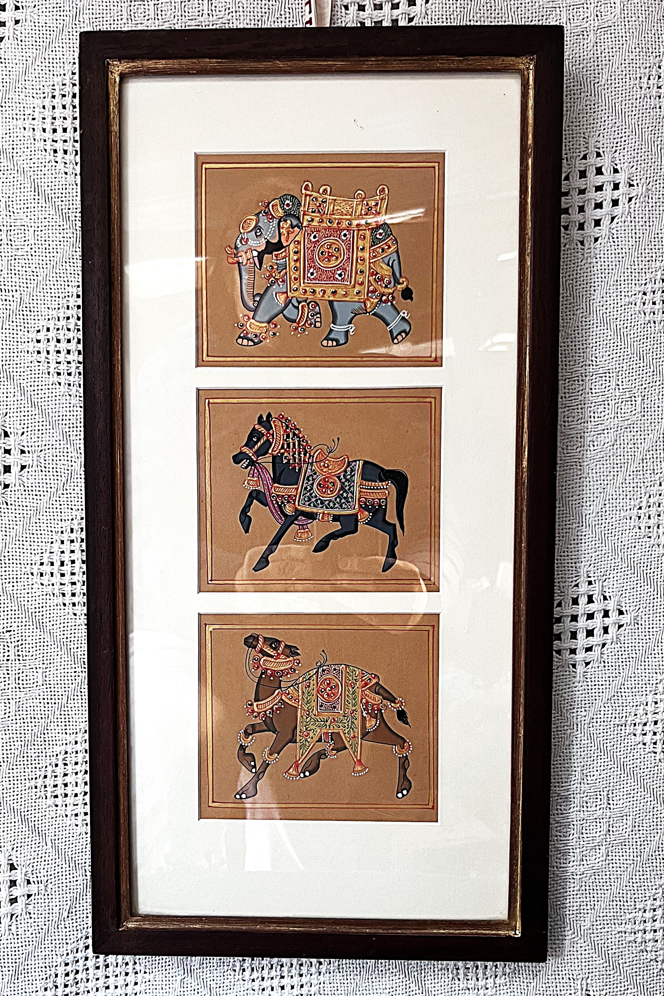 Wall Art: Traditional Indian Miniature featuring the "Regal Royal Animal Procession"