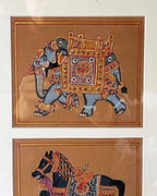 Indian Miniatures: Regal Royal Animal Procession Triptych