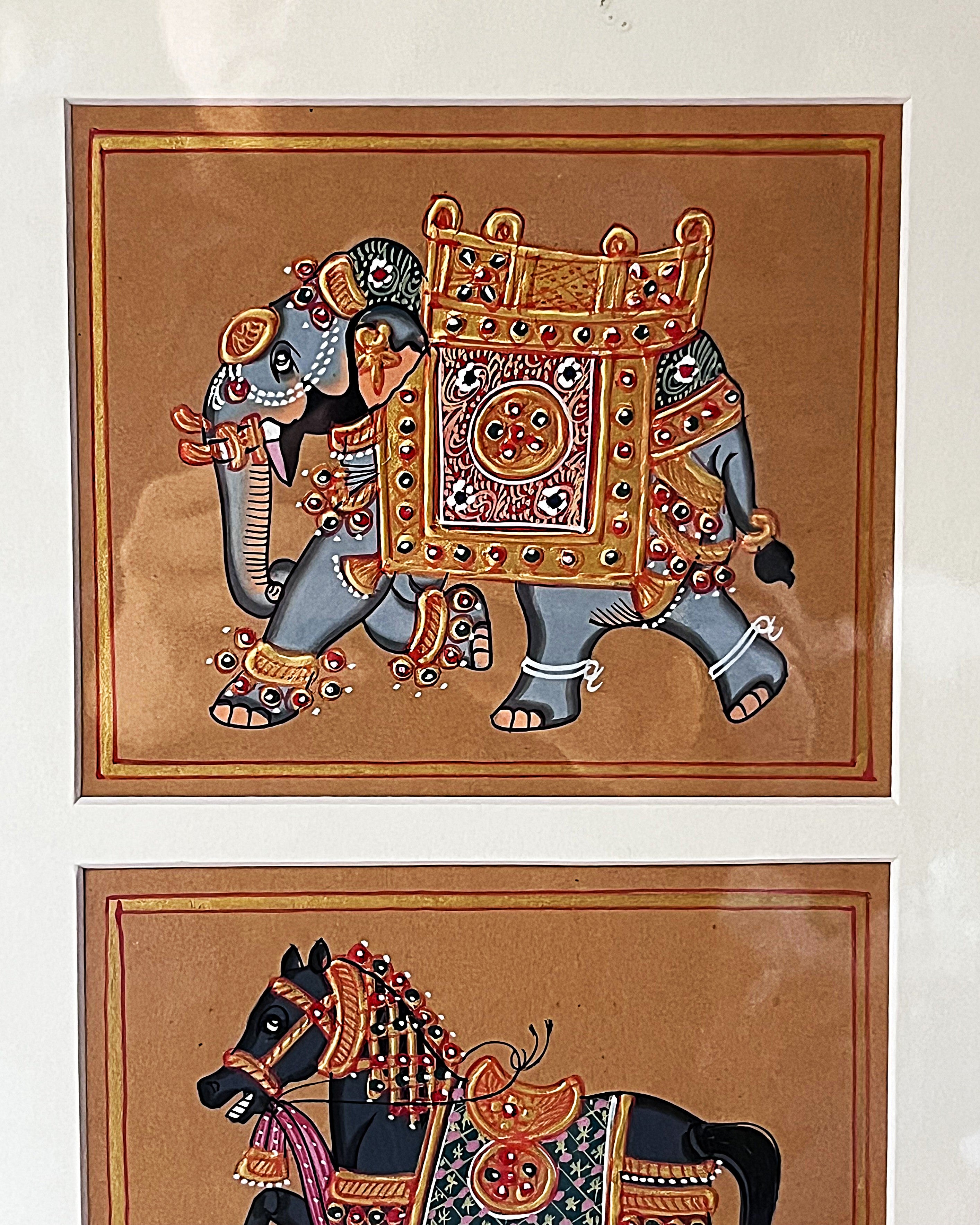 Wall Art: Traditional Indian Miniature featuring the "Regal Royal Animal Procession"