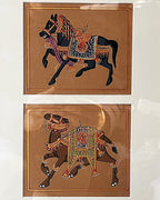 Indian Miniatures: Regal Royal Animal Procession Triptych