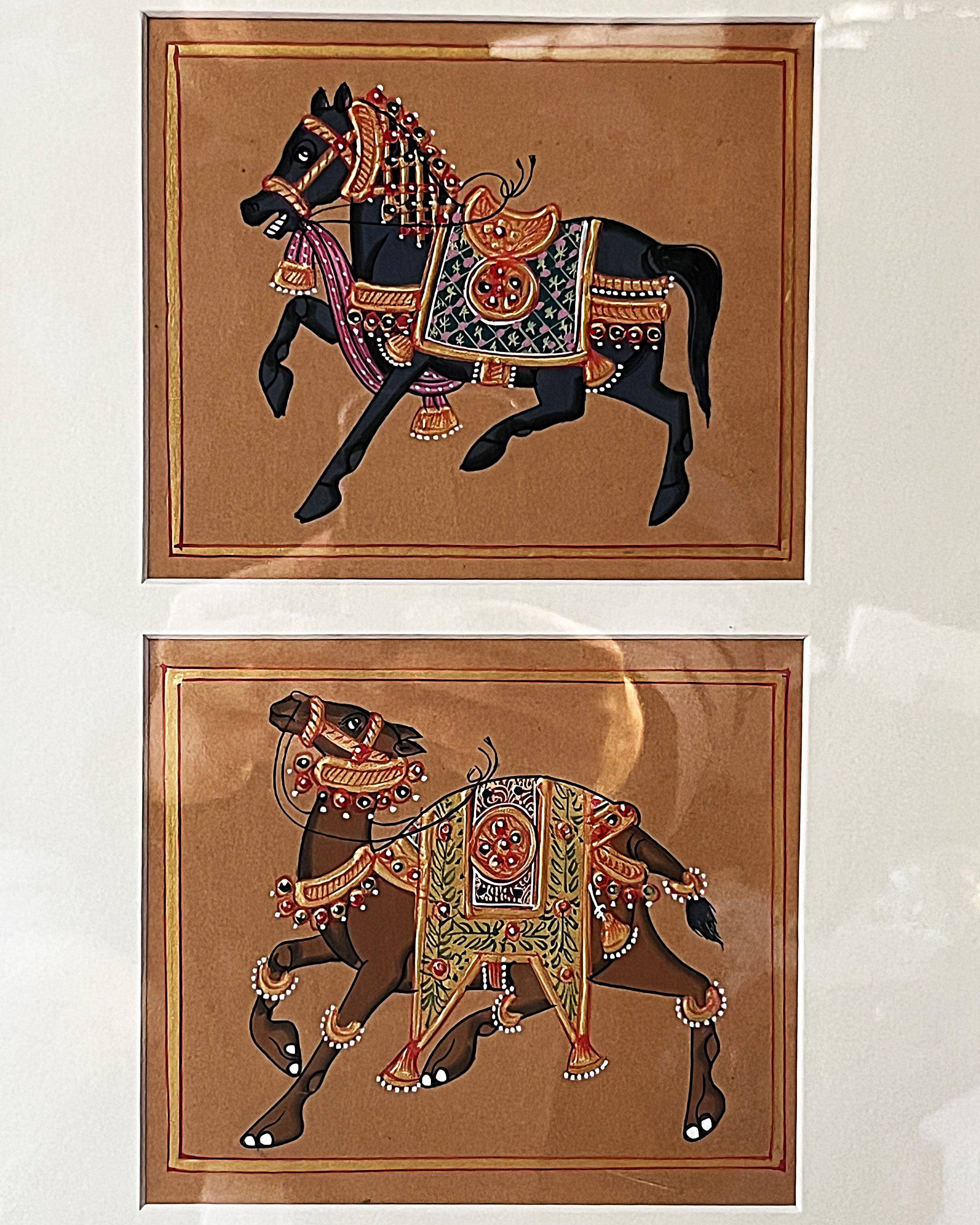 Wall Art: Traditional Indian Miniature featuring the "Regal Royal Animal Procession"