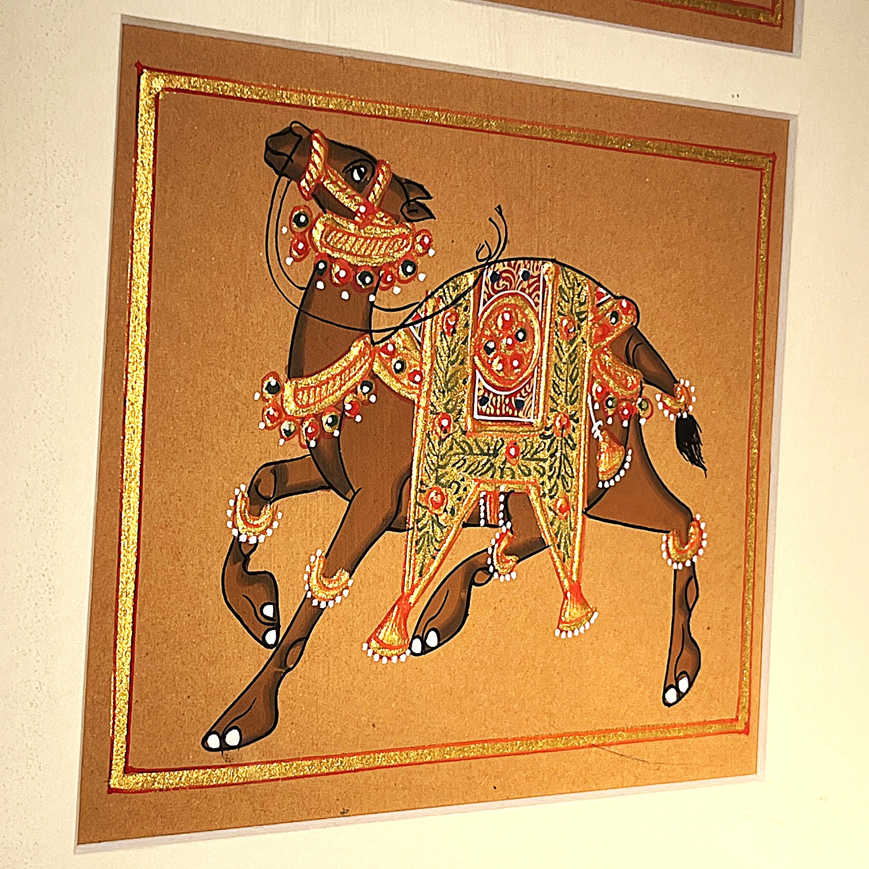 Wall Art: Traditional Indian Miniature featuring the "Regal Royal Animal Procession"